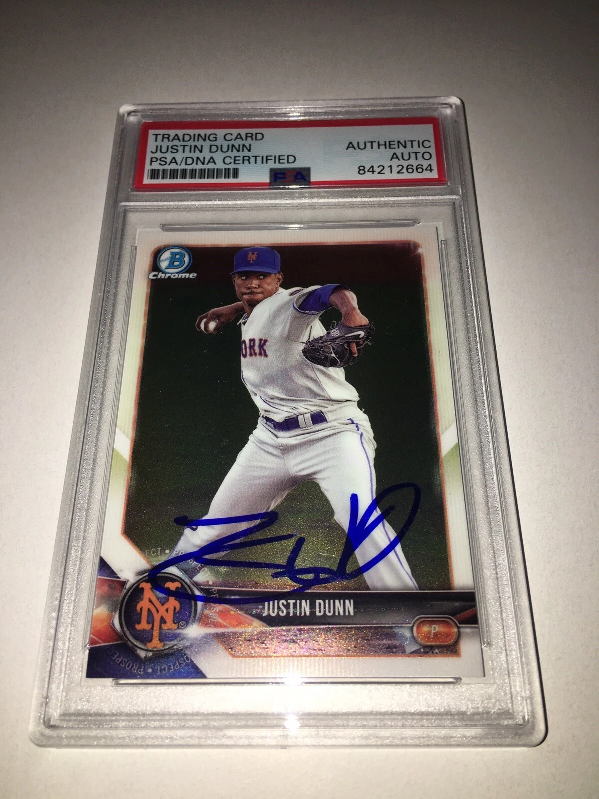 Justin Dunn Signed Bowman Chrome Baseball Card Seattle Mariners PSA/DNA Slab