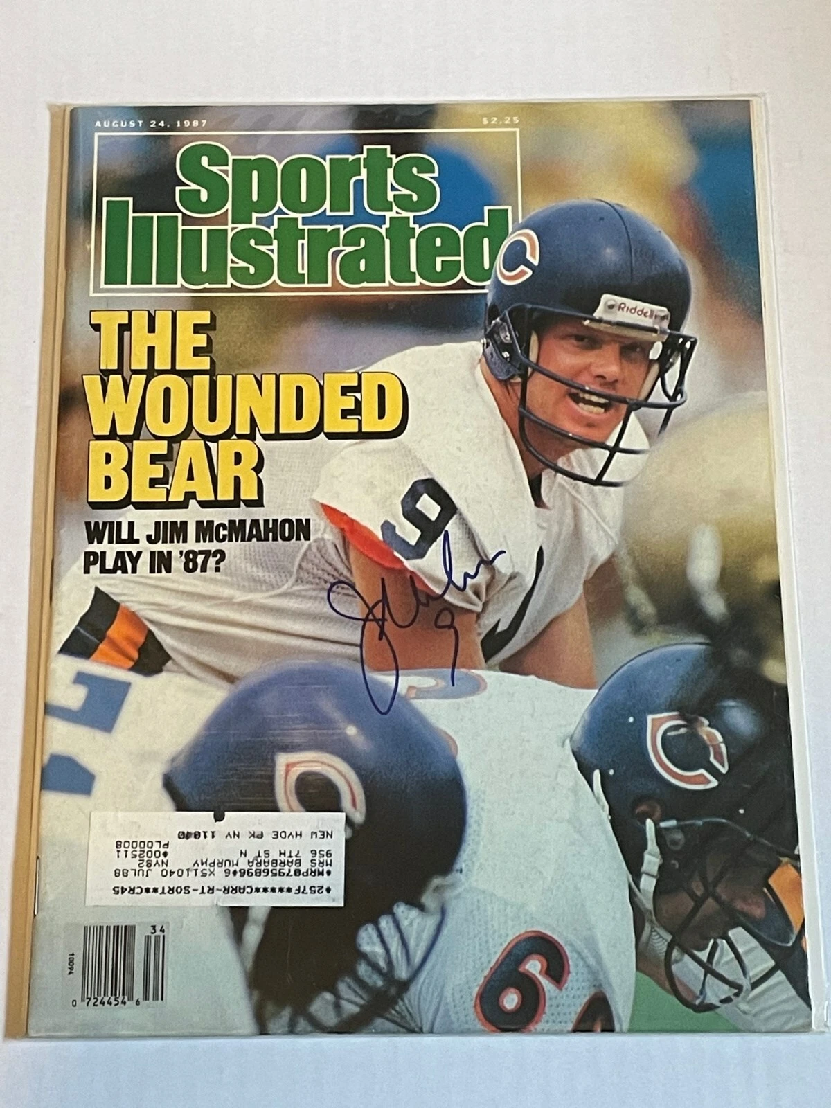 Jim McMahon SIGNED Sports Illustrated SI Chicago Bears w PROOF - K9 COA