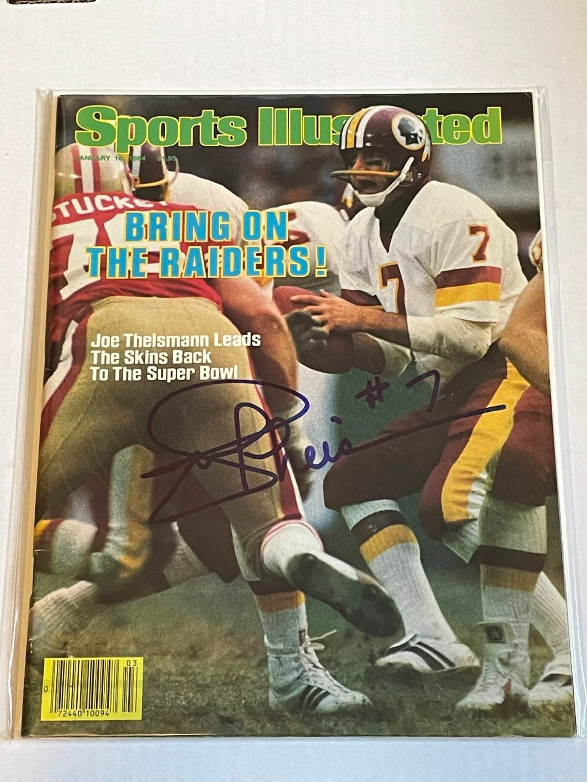 Joe Theismann SIGNED Sports Illustrated SI Washington Redskins 1984 - K9 COA