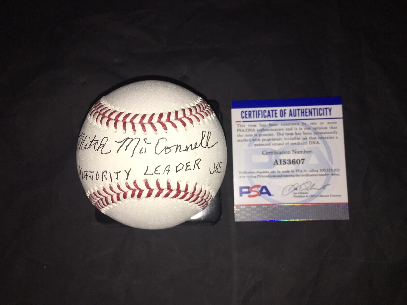 Mitch McConnell Signed Official Major League Bassball US Senate Majority PSA/DNA