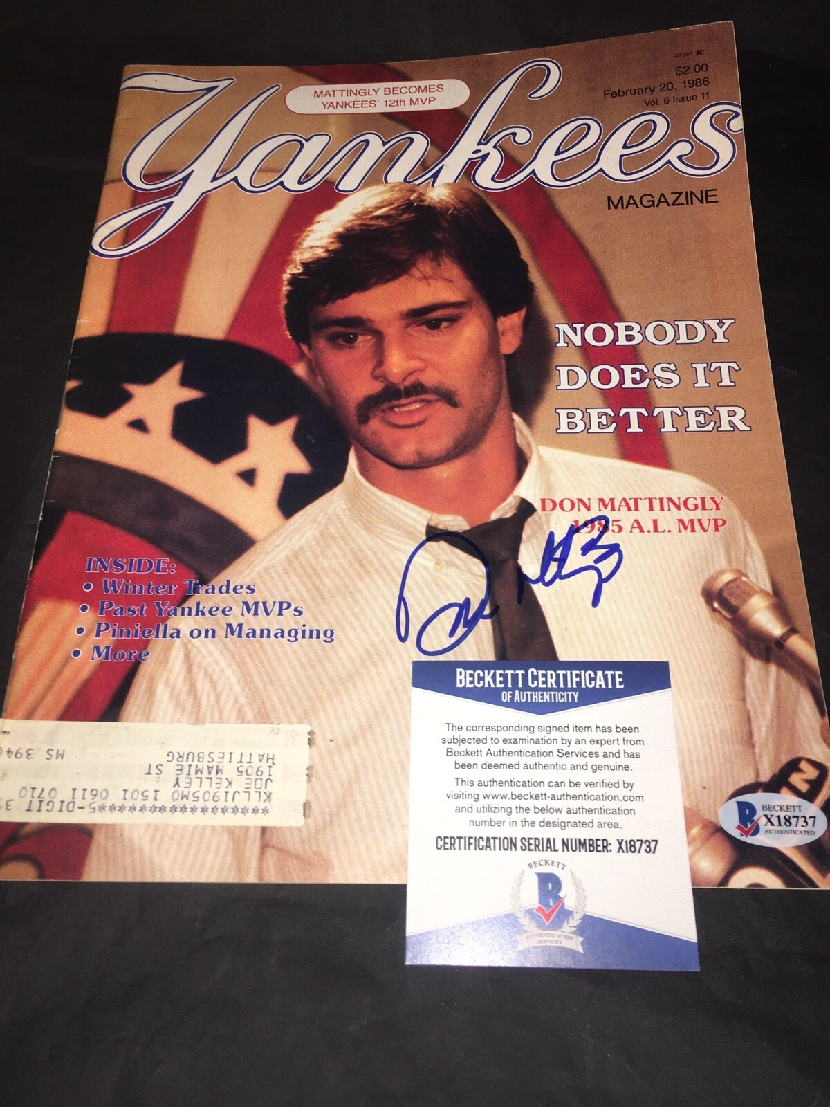 Don Mattingly Signed 1986 Yankees Magazine Nobody Does It Better Beckett