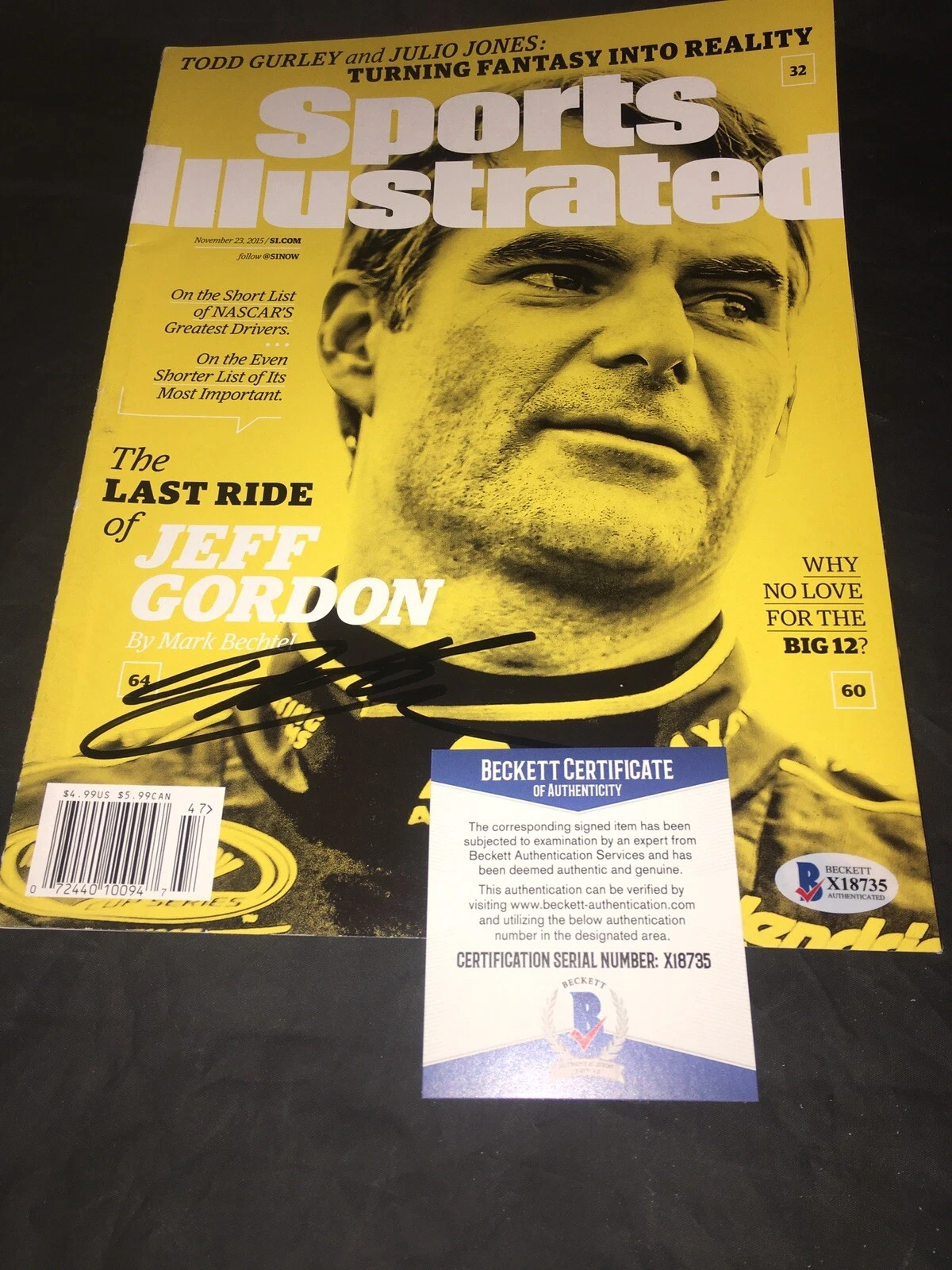 Jeff Gordon Signed Sports Illustrated Full Magazine The Last Ride Beckett