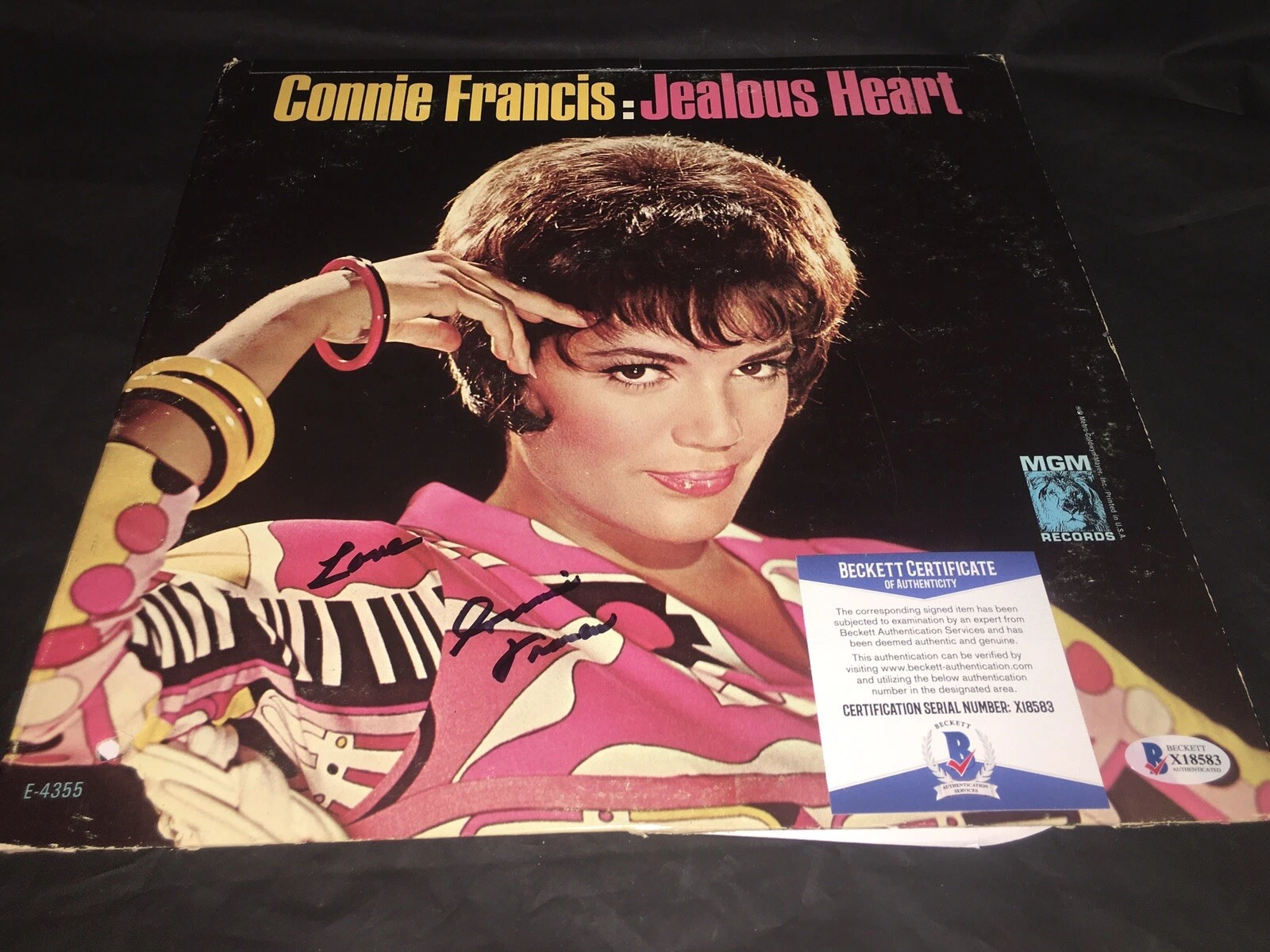 Connie Francis Signed Jealous Heart Vinyl Album Country Music Beckett