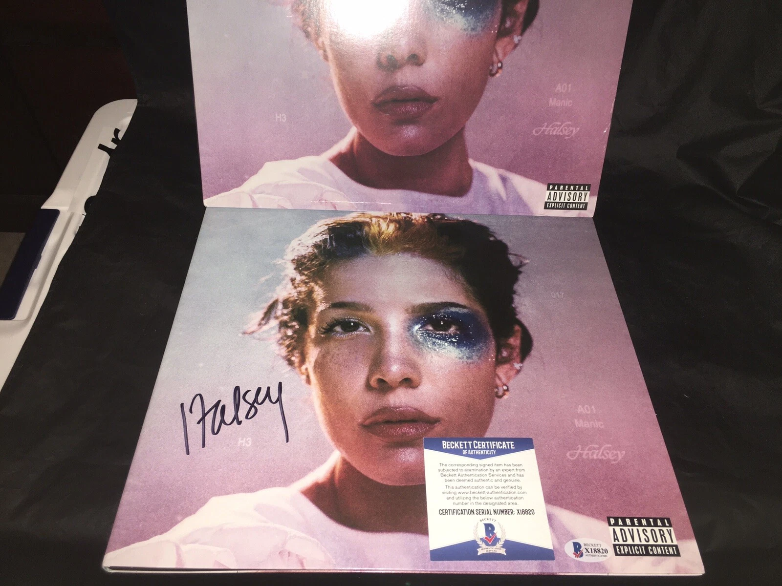 Halsey Signed Manic Vinyl Album You Should Be Sad & Without Me Beckett