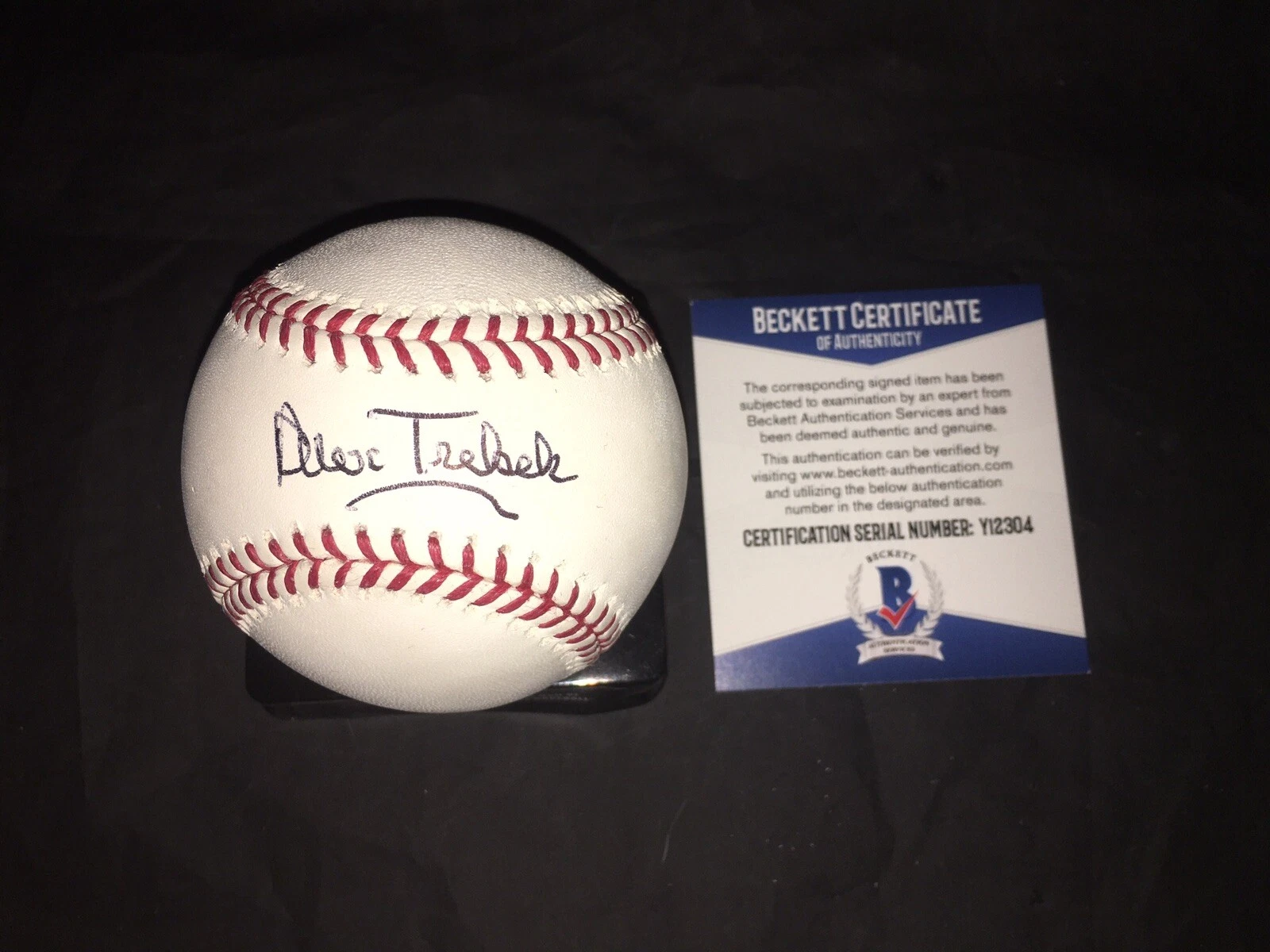 Alex Trebek Signed Major League Baseball Jeopardy Hollywood Legend Beckett