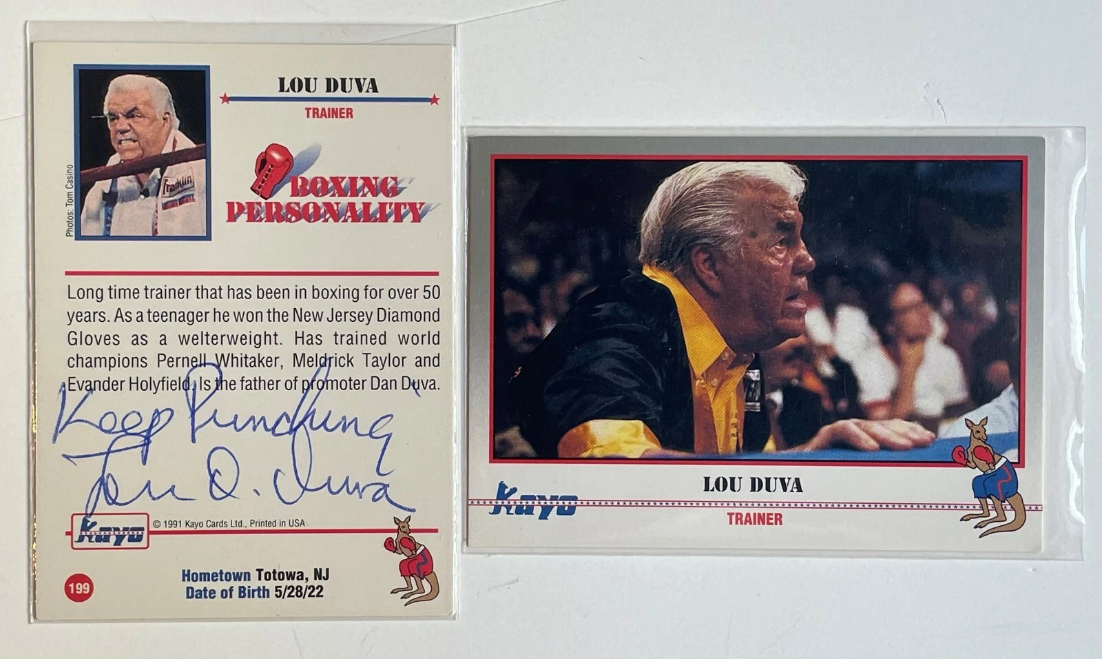 Lou Duva 1991 Kayo Boxing Card SIGNED Autographed 
