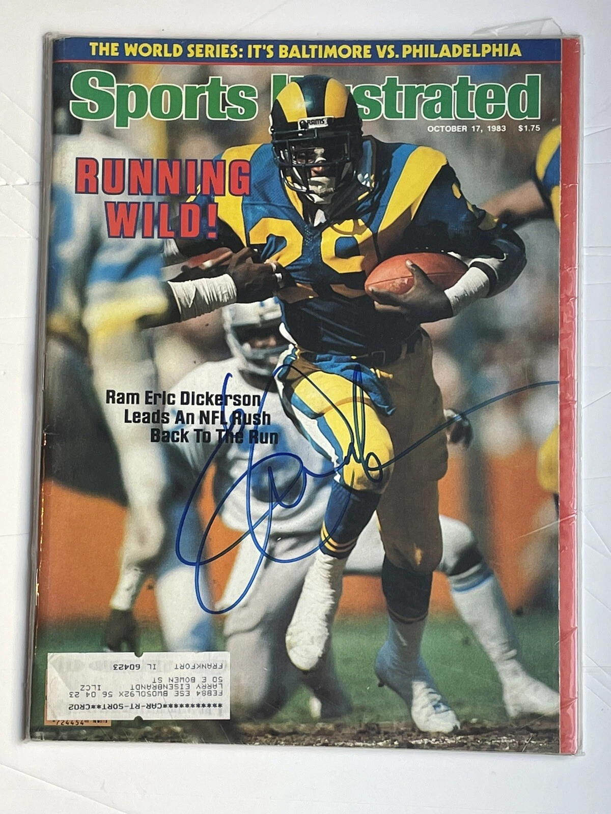 Eric Dickerson SIGNED Sports Illustrated SI LA Rams Hall Of Fame  RB - K9 COA