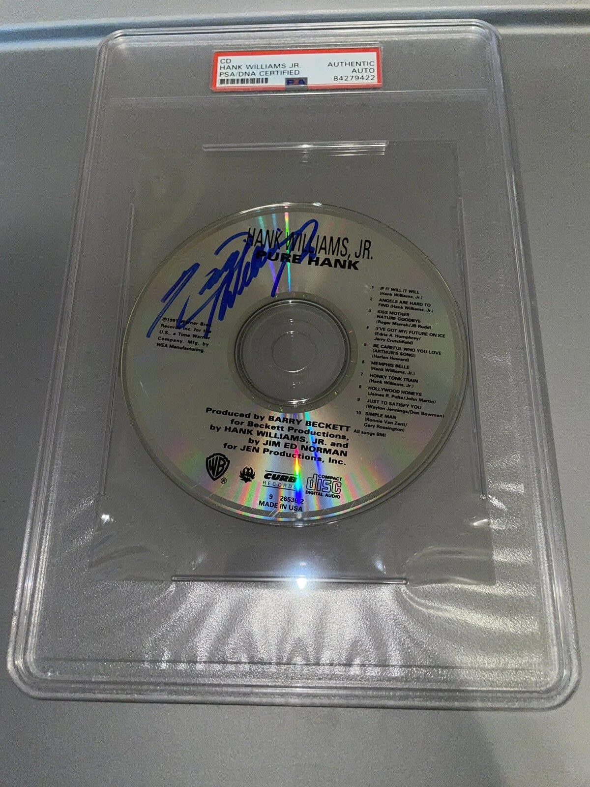 Hank Williams Jr Signed Pure Hank CD Slabbed By PSA/DNA