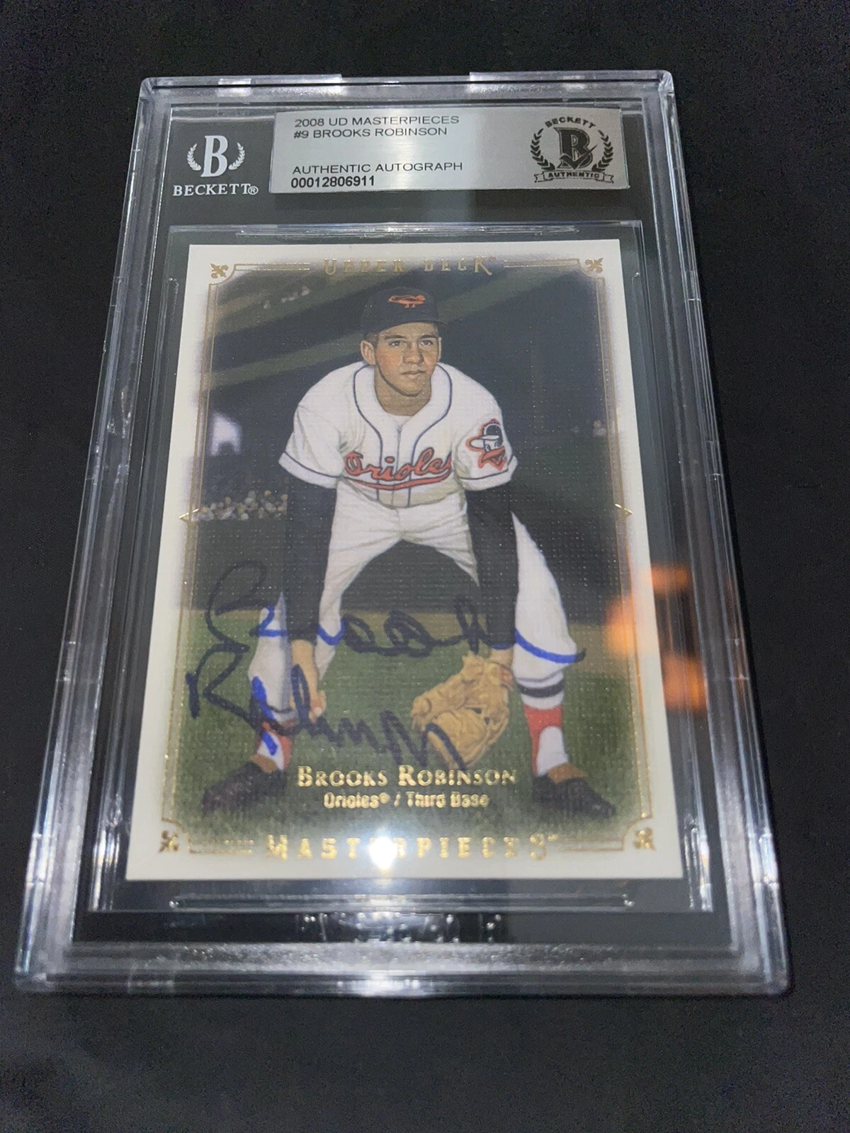 Brooks Robinson Signed 2008 UD Masterpieces Card Baltimore Orioles Beckett