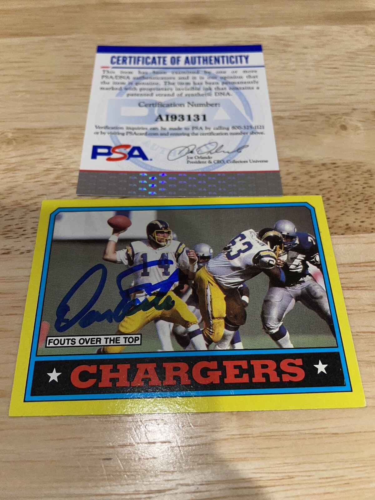Dan Fouts Signed Trading Card San Diego Chargers PSA/DNA #5