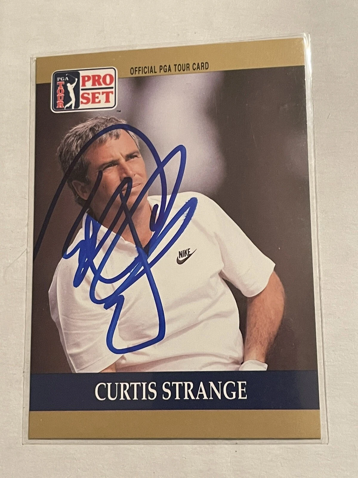 Curtis Strange SIGNED PGA Golf Legend SIGNED Autographed card 1990 Pro Set