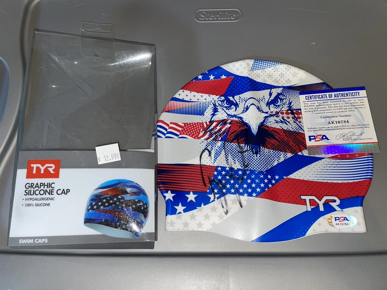 Ryan Lochte Signed Tyr American Flag Swimcap Olympic Gold Medalist PSA/DNA #2