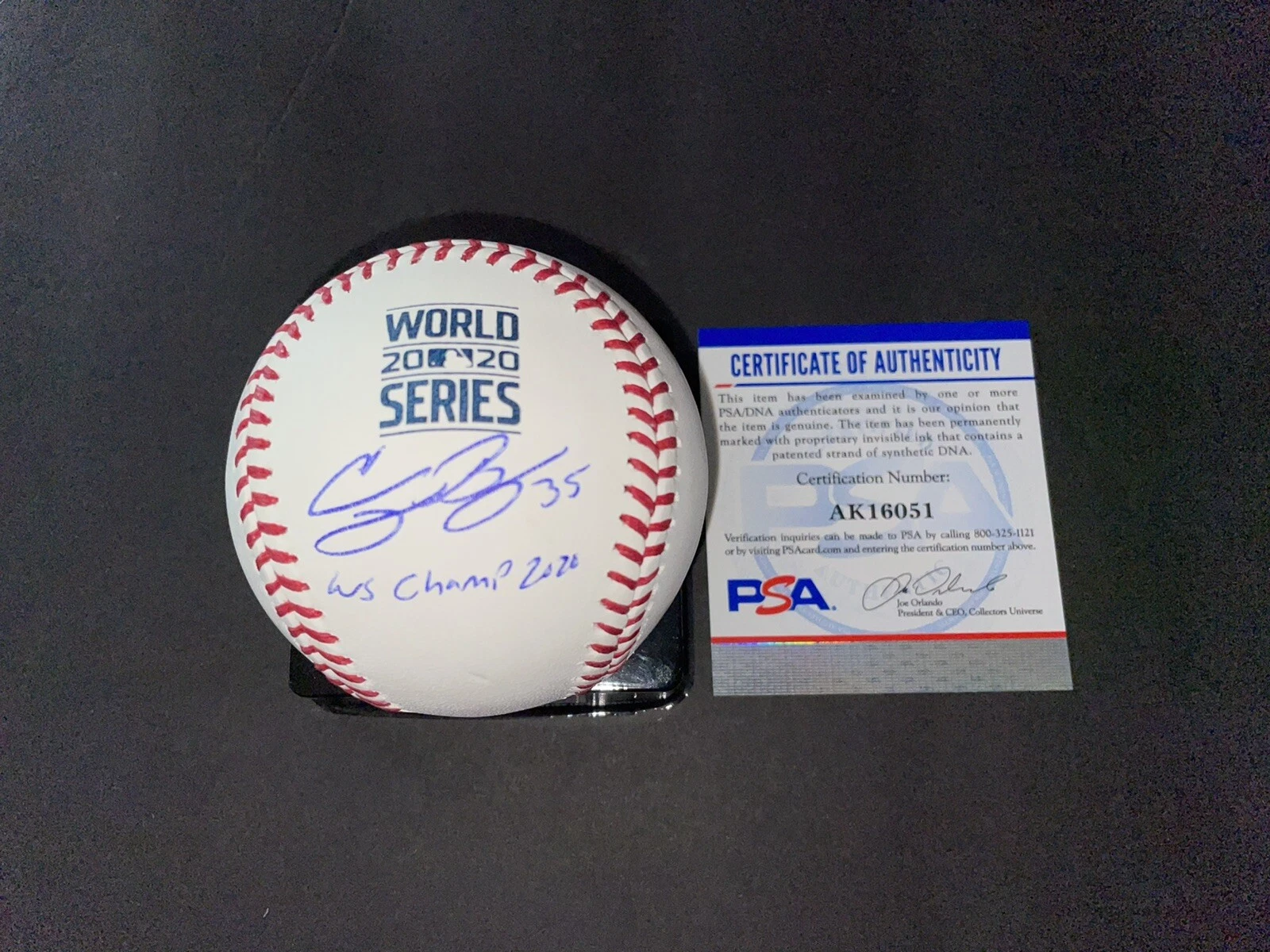Cody Bellinger Signed Official 2020 World Series Baseball LA Dodgers PSA/DNA