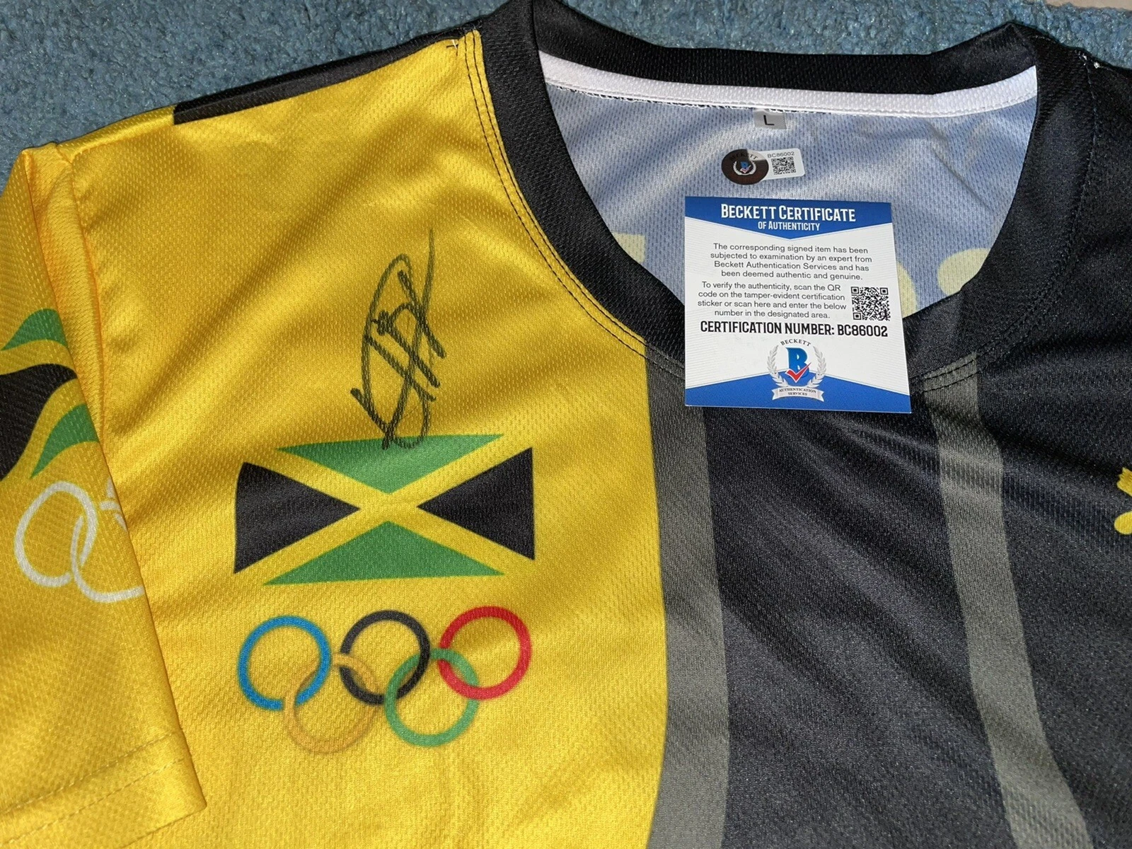 Usain Bolt Signed Puma Rio Olympics Jersey Gold Medal 8x Jamaica Beckett #17