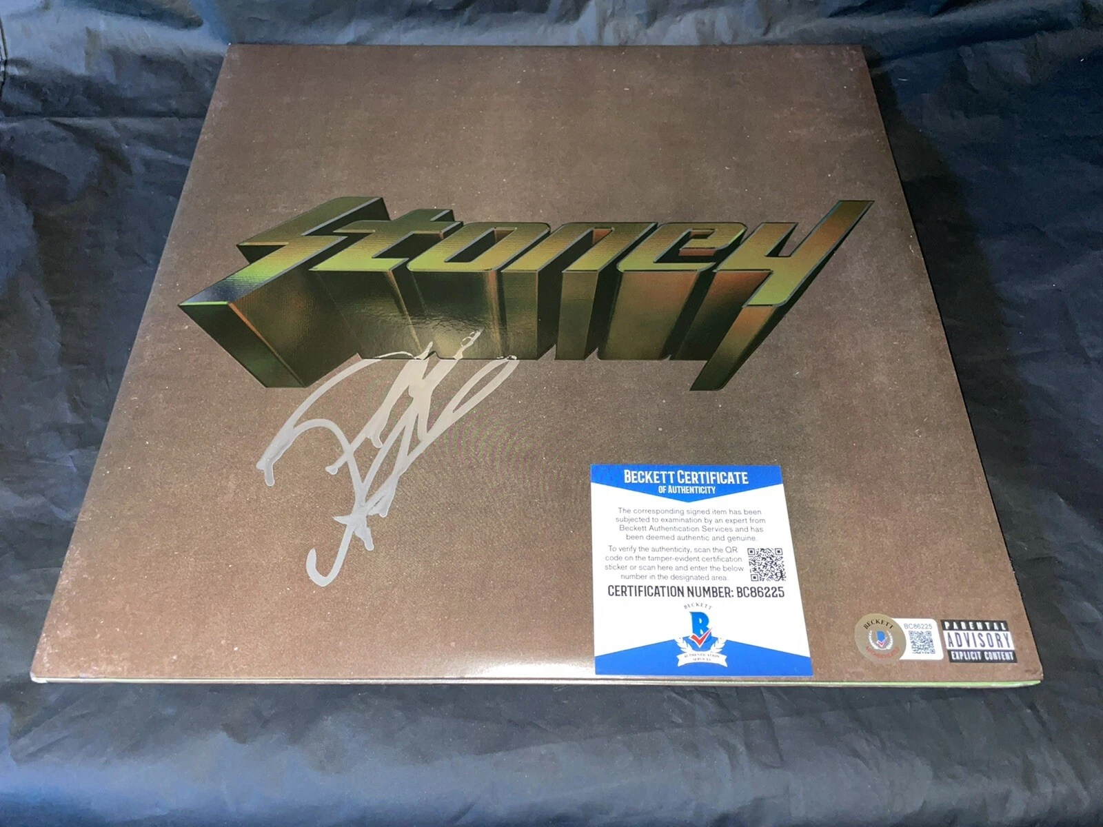 Post Malone Signed Stoney Vinyl Album Cover International Superstar Beckett