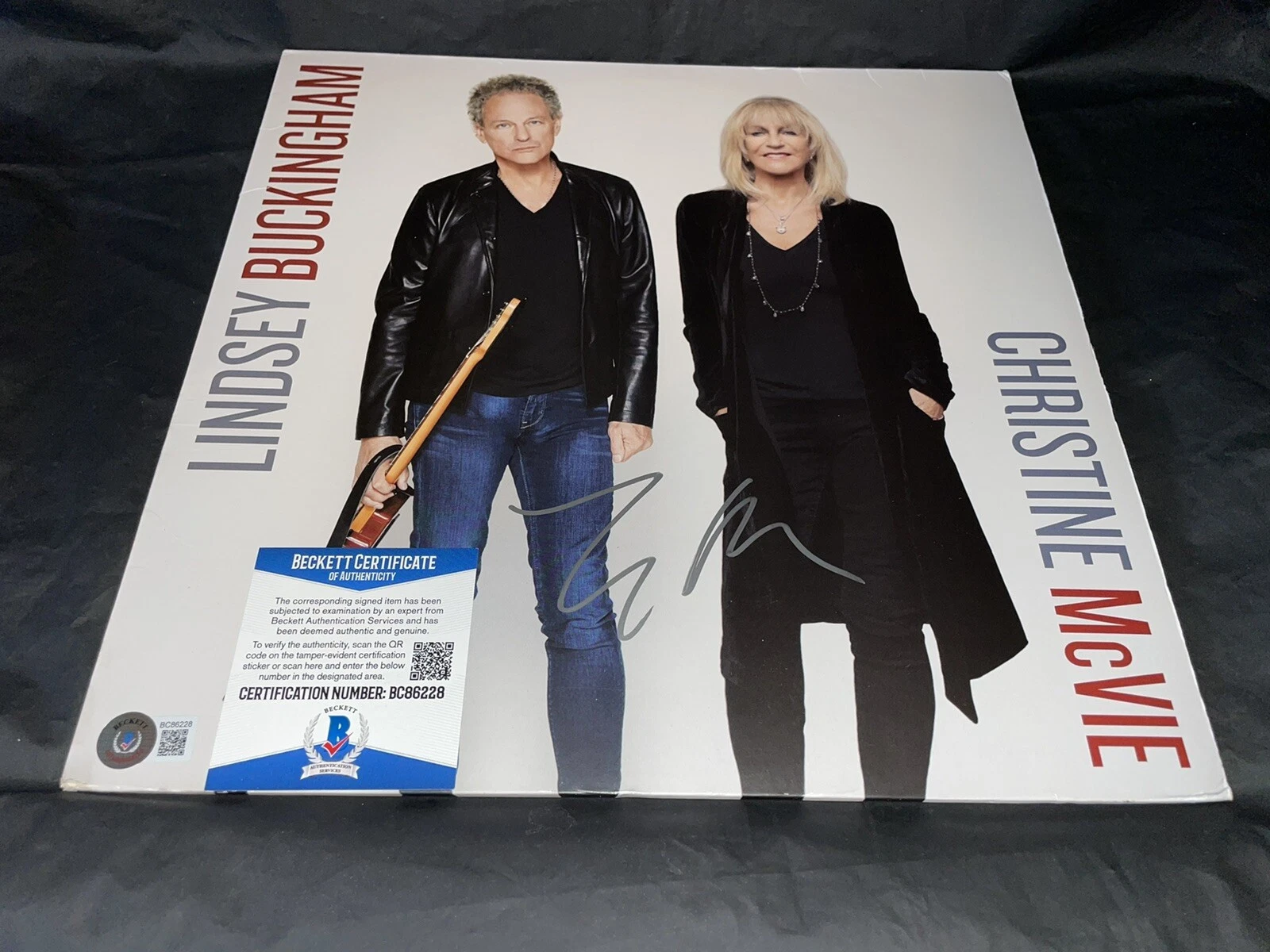 Lindsey Buckingham Signed Vinyl Album Cover Superstar Christine McVie Beckett