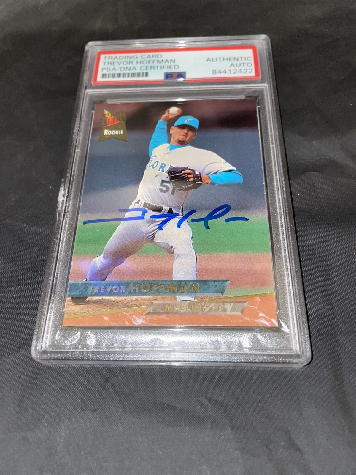 Trevor Hoffman Signed Fleer Ultra Rookie Trading Card Padres Marlins PSA/DNA