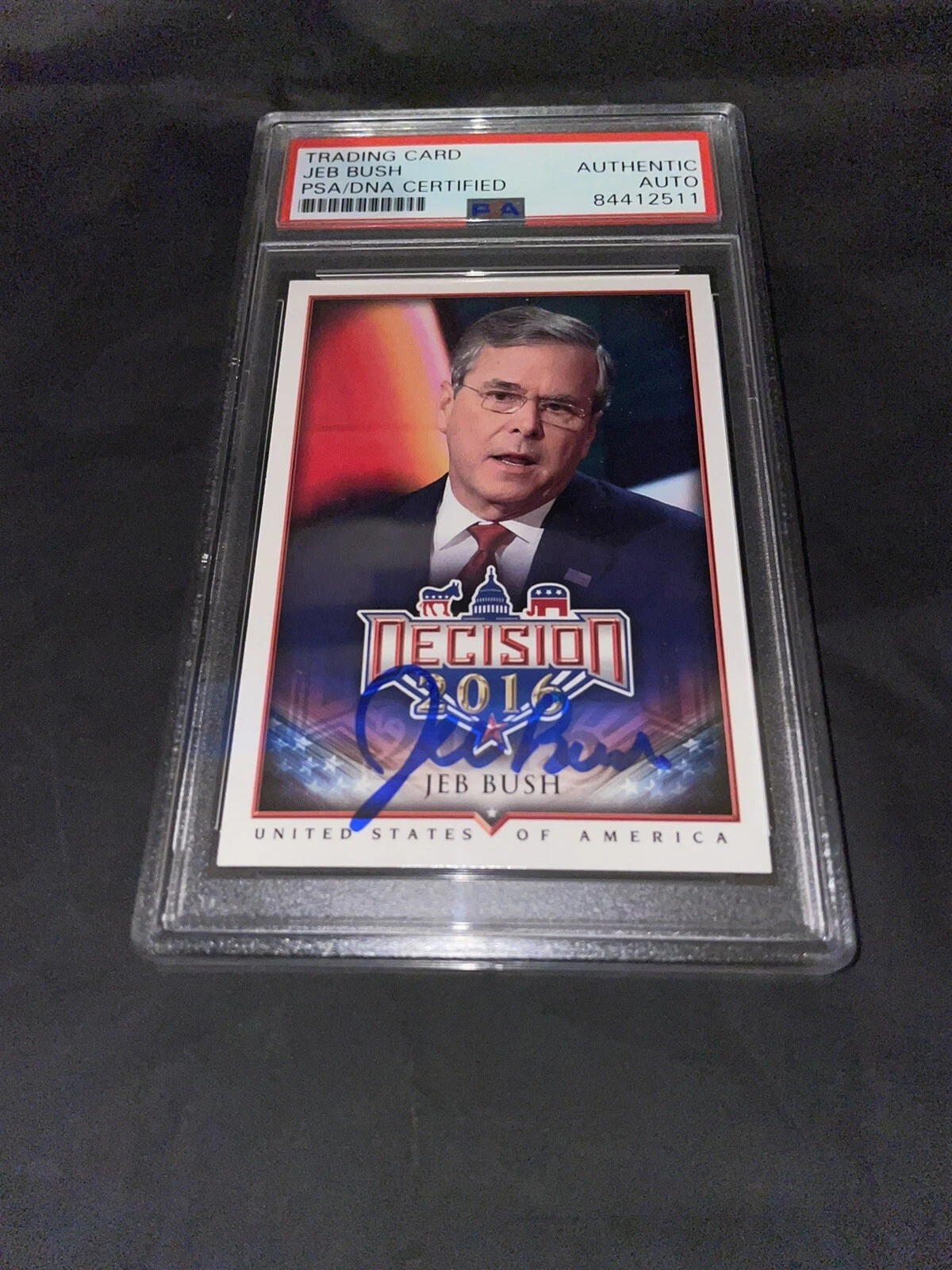 Jeb Bush Signed 2016 Decision Trading Card Governor PSA/DNA Slab