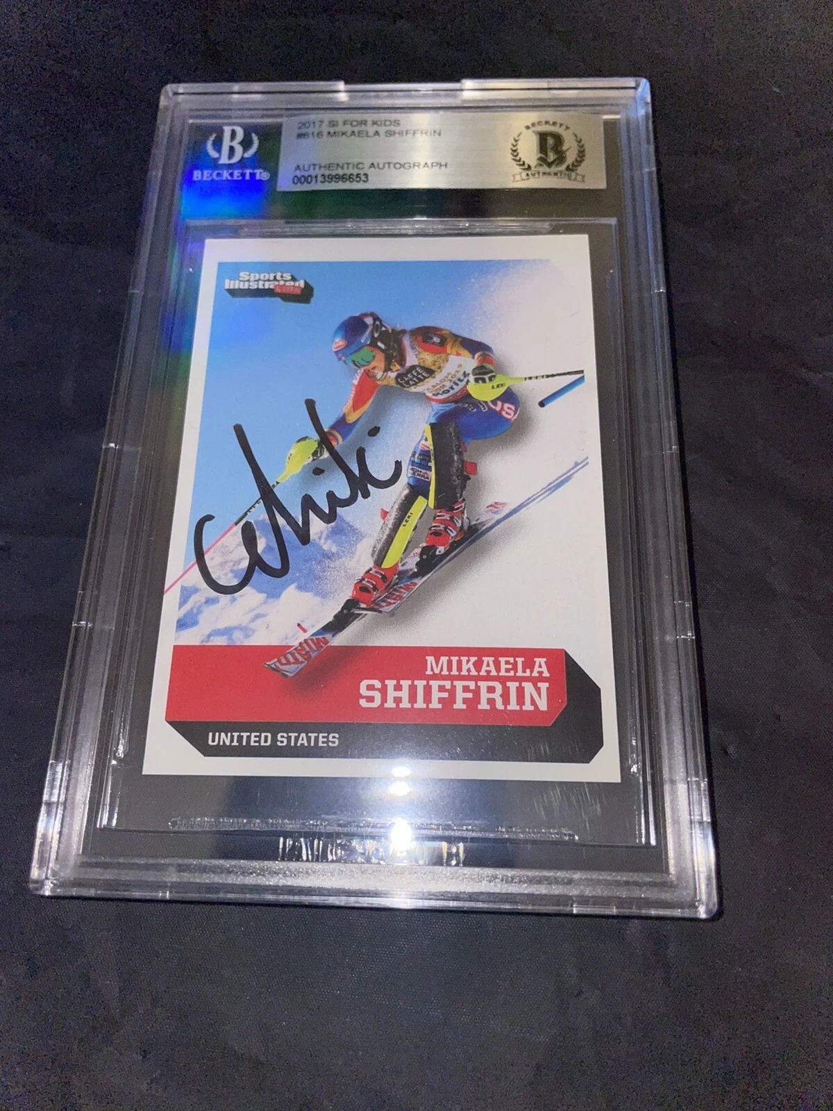 Mikaela Shiffrin Signed 2017 SI For Kids Card Olympic Gold Medalist Beckett