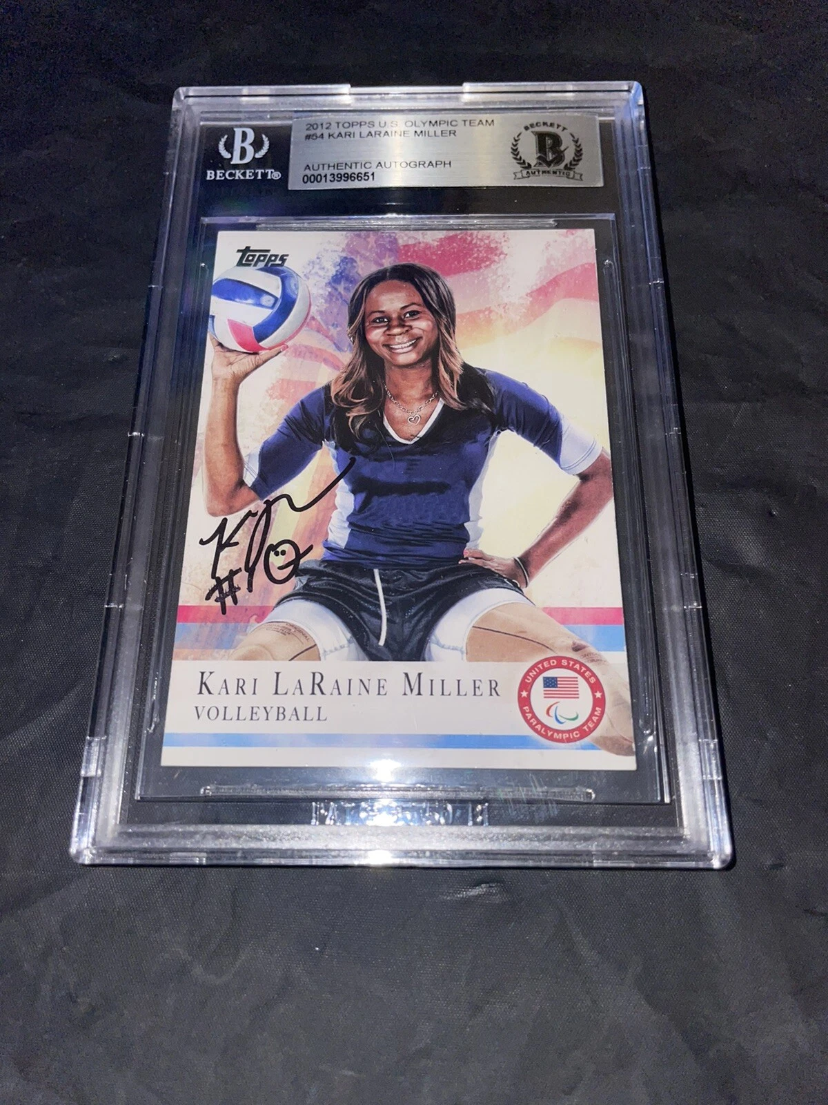 Kari LaRaine Miller Signed 2012 Topps Olympics Card Gold Medalist Beckett