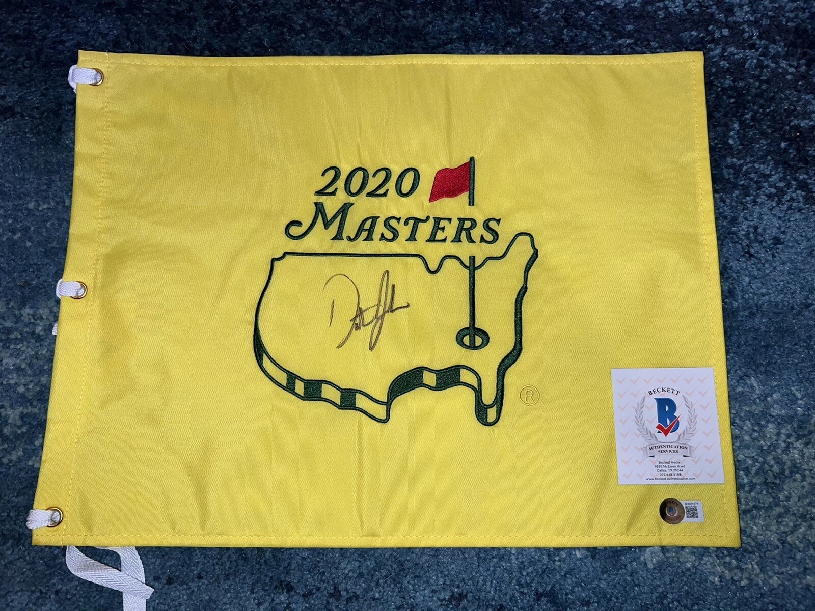Dustin Johnson Official 2020 Masters Flag Augusta Champion Beckett