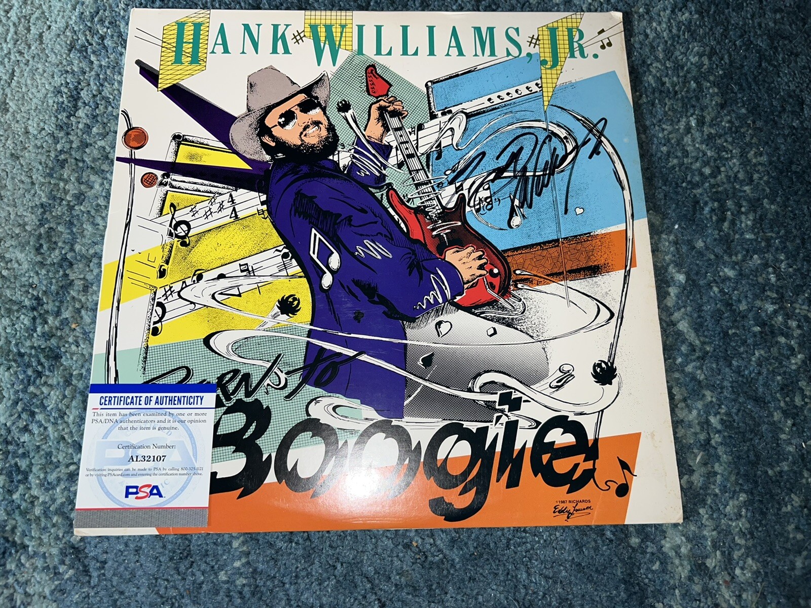 Hank Williams Jr Signed Born To Boogie Vinyl Album PSA/DNA #3