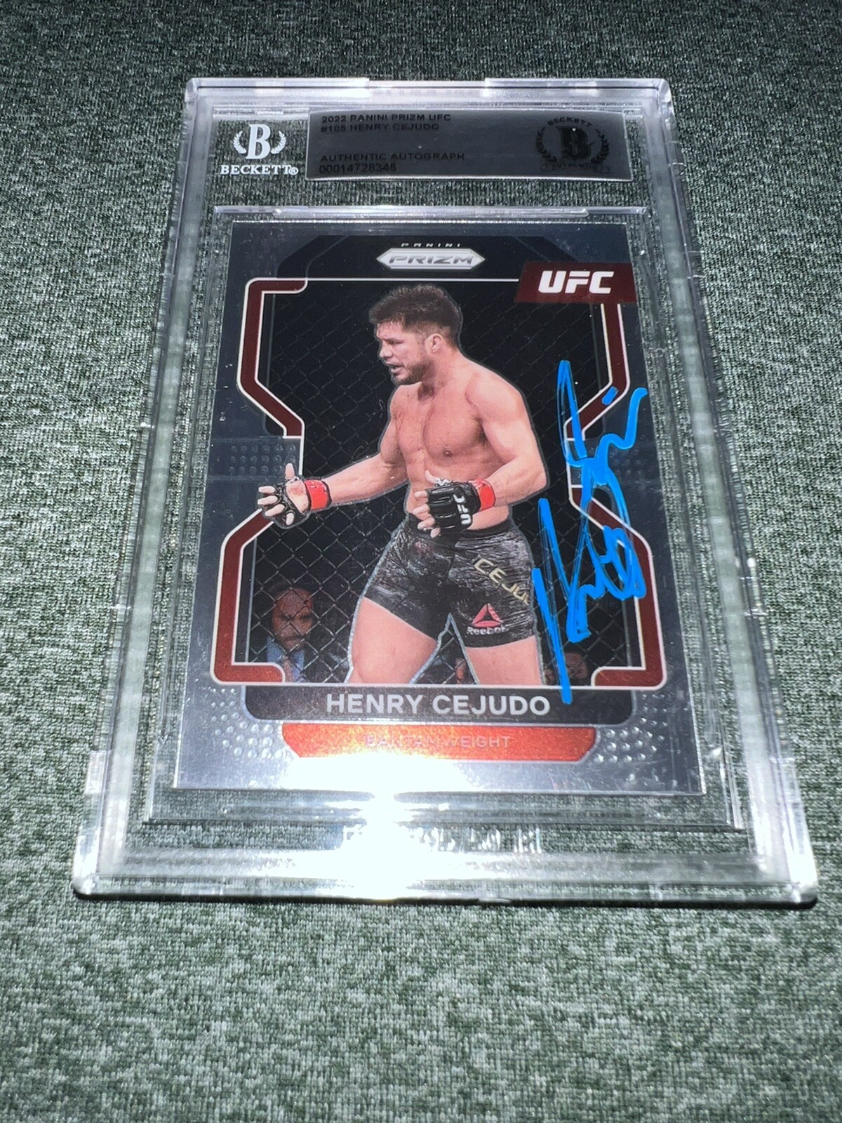 Henry Cejudo Signed 2022 Panini Prizm Trading Card “Triple C” Beckett