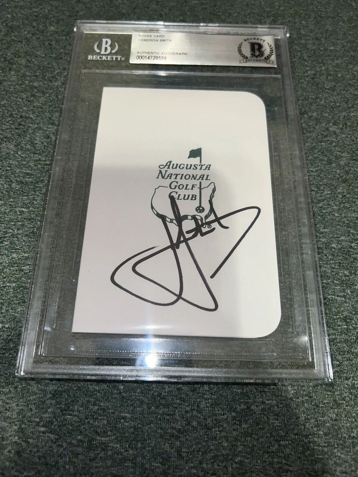 Cameron Smith Signed Masters Scorecard Superstar LIV Tour Beckett Slab