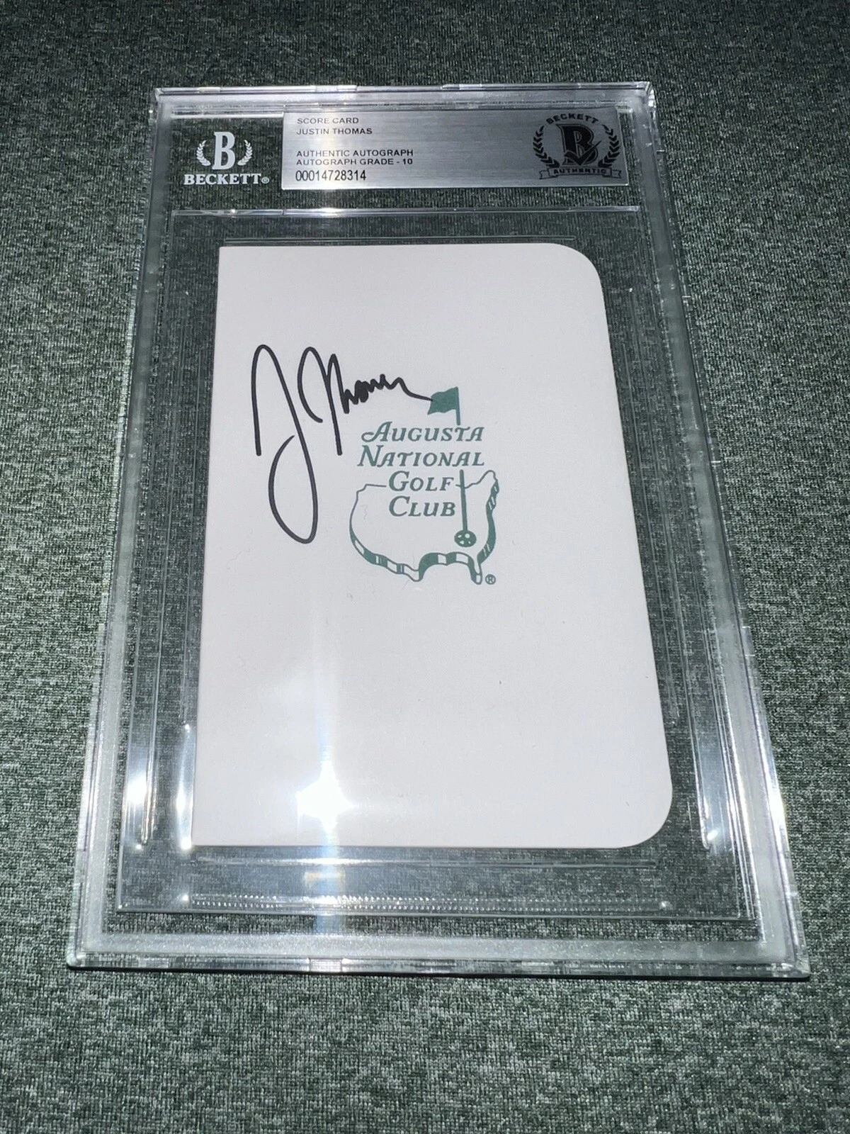 Justin Thomas Signed Masters Scorecard 2022 PGA  Champion Auto Grade 10 Beckett