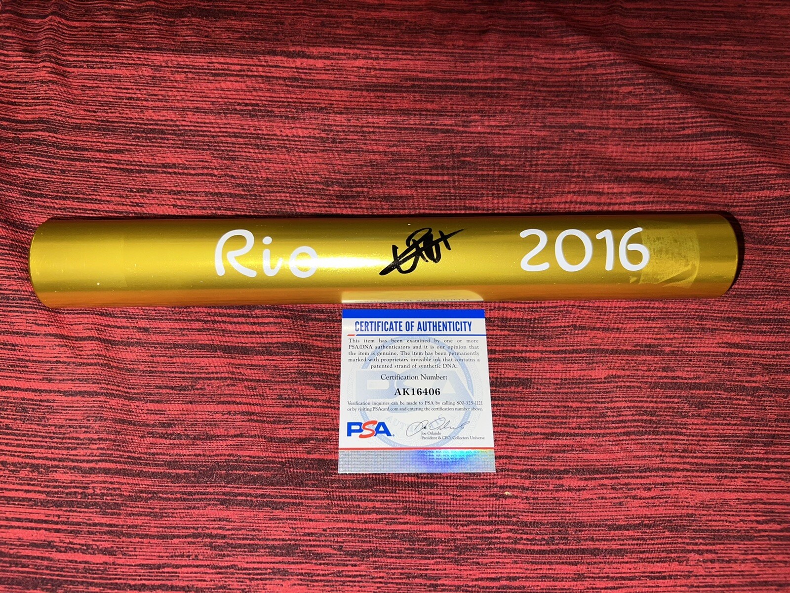 Usain Bolt Signed Gold Baton Fastest Man Ever Jamaica Rio Brazil 2016 PSA/DNA #4