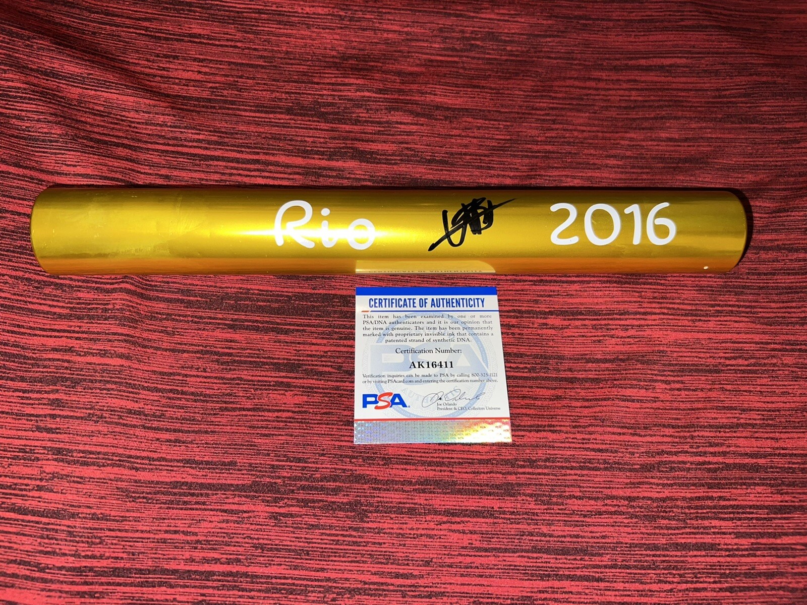 Usain Bolt Signed Gold Baton Fastest Man Ever Jamaica Rio Brazil 2016 PSA #13