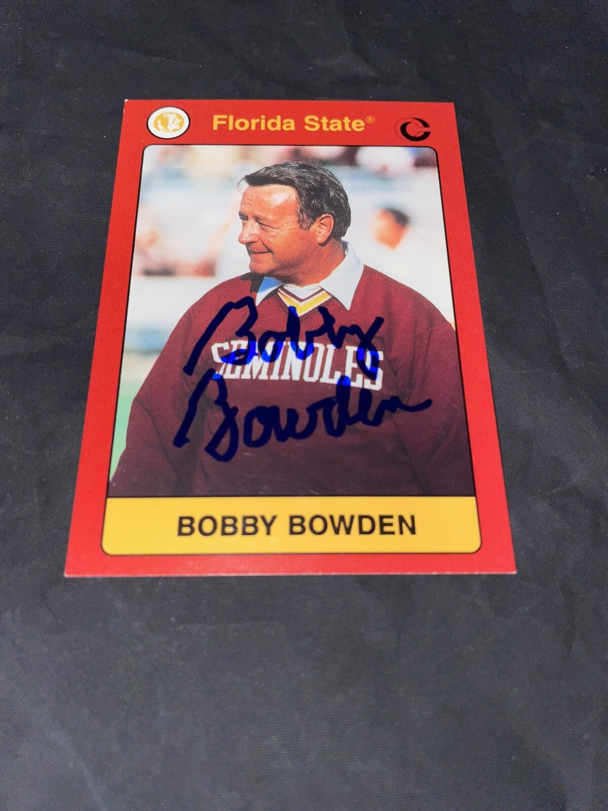 BOBBY BOWDEN SIGNED 1990-1991 FSU COLLEGIATE COLLECTION #57 COLLECTIBLE MEMORABILIA