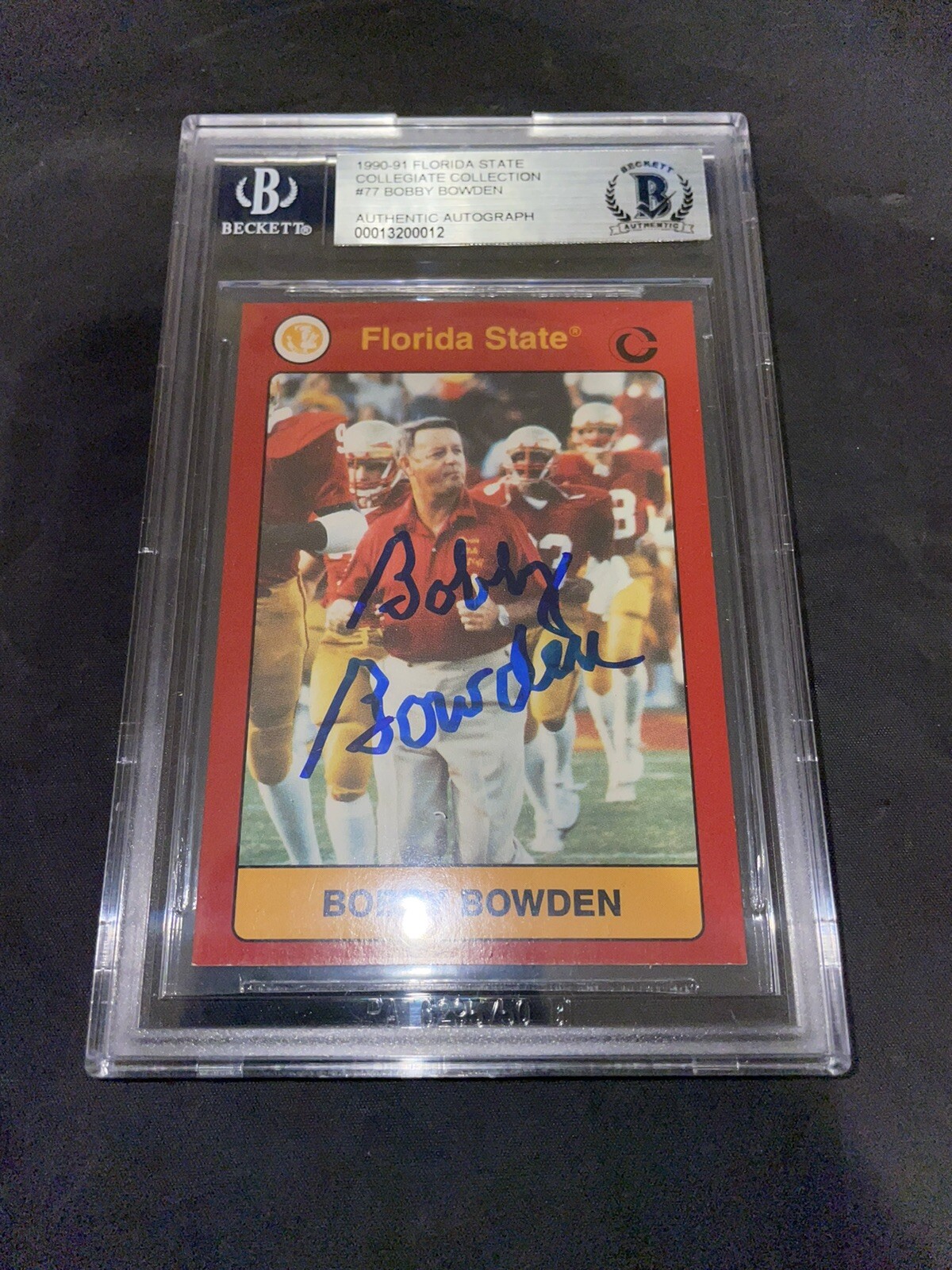 Bobby Bowden Signed 1990-1991 FSU Collegiate Collection Beckett Slab #4