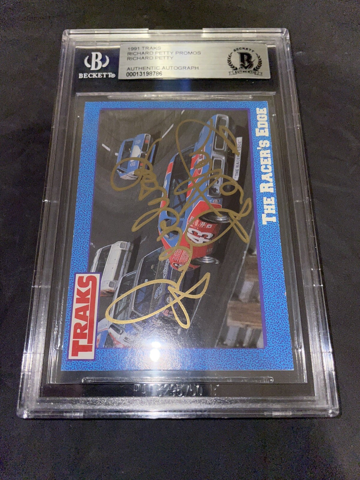Richard Petty Signed 1991 Traks Promos NASCAR Beckett Slab
