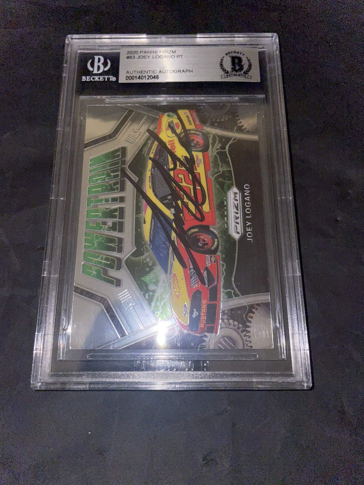 Joey Logano Signed 2020 Panini Prizm NASCAR Beckett Slab