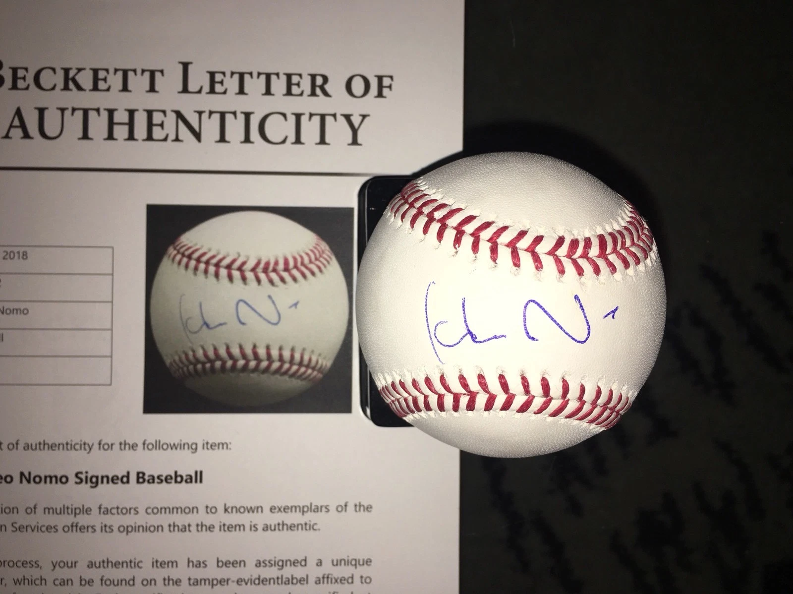 Hideo Nomo Signed Official Major League Baseball LA Dodgers Beckett #3