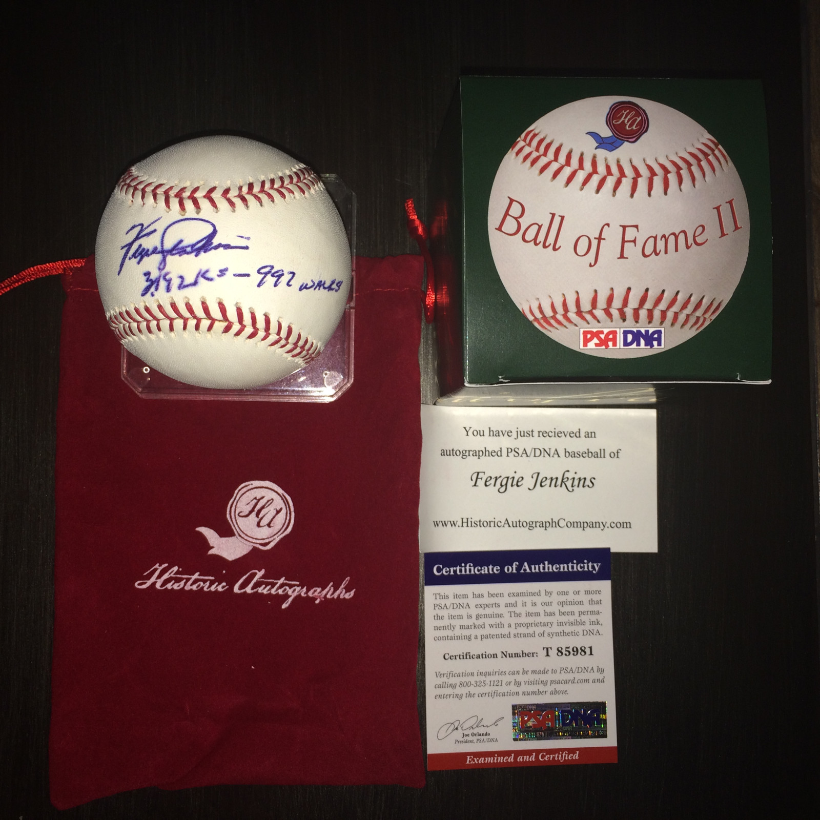 Fergie Jenkins Signed Auto Official Major League Baseball 3,000 K's Historic