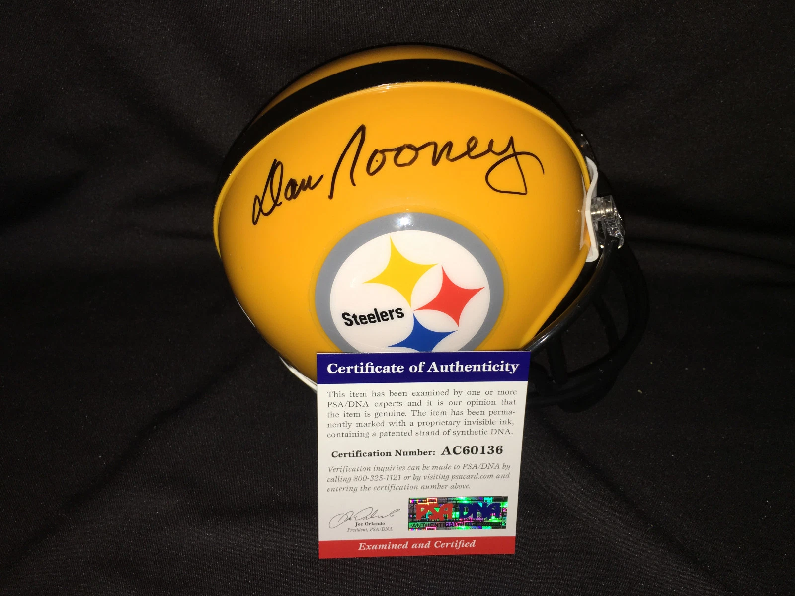 Dan Rooney Signed Throwback Pittsburgh Steelers Mini Helmet Owner PSA/DNA
