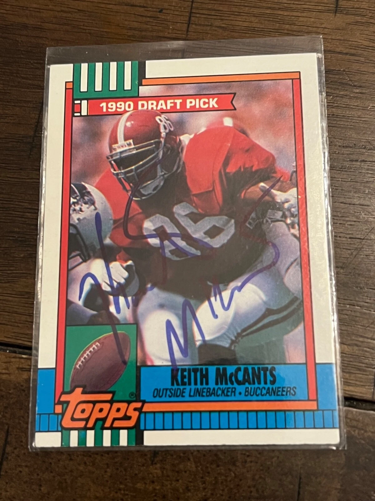 Keith McCants SIGNED Topps Rookie RC Card 1990 Draft Pick Alabama TB Buccaneers