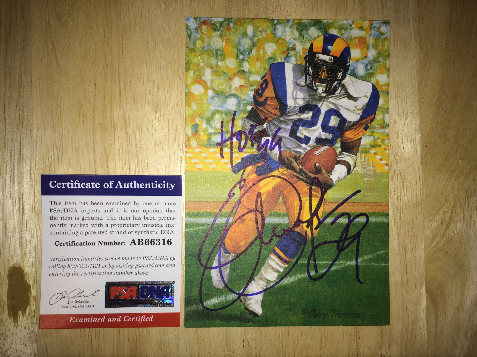 Eric Dickerson Signed Goal Line Art Card GLAC HOF 99 Los Angeles Rams PSA/DNA #2