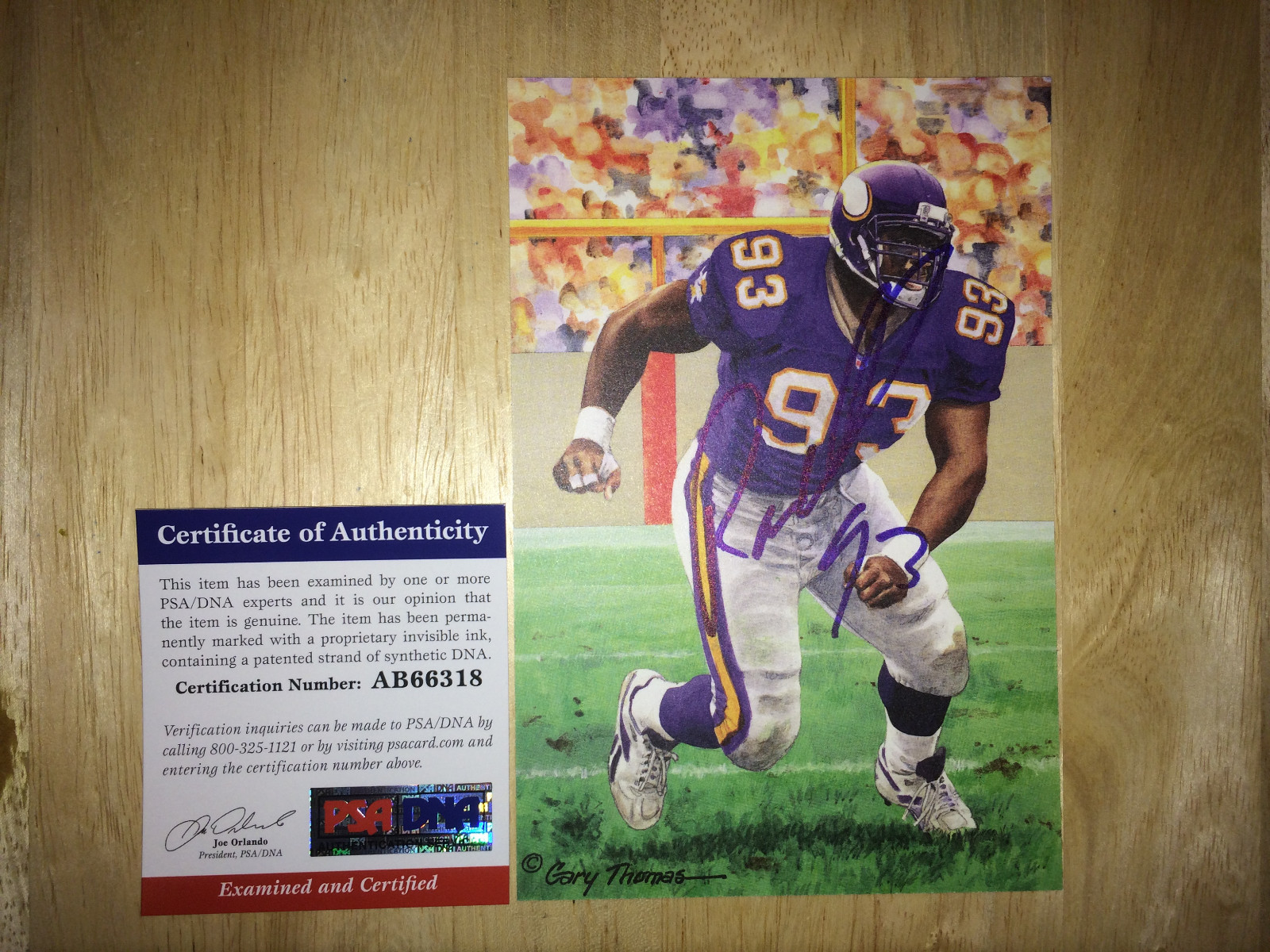 John Randle Signed Goal Line Art Card GLAC HOF 10 Minnesota Vikings PSA/DNA