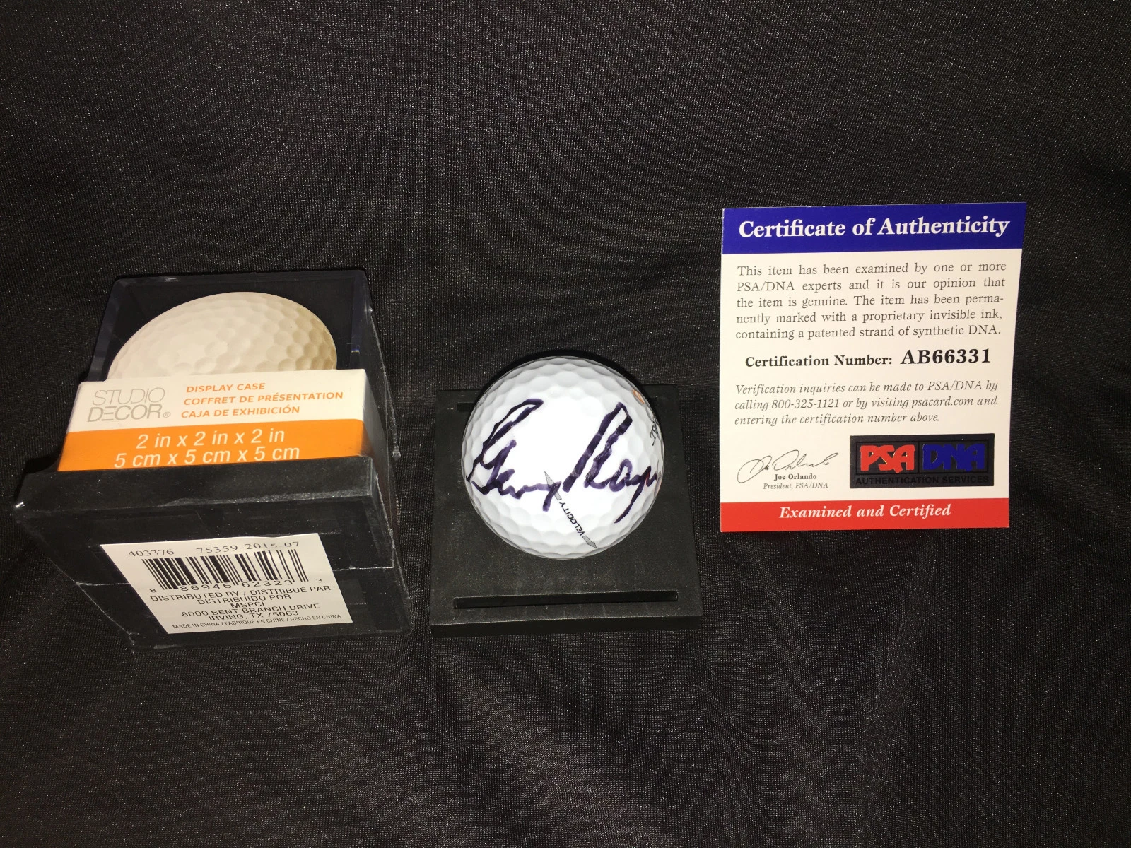 Gary Player Signed/Auto Official Masters Golf Ball Black Knight 3x Champ PSA #9