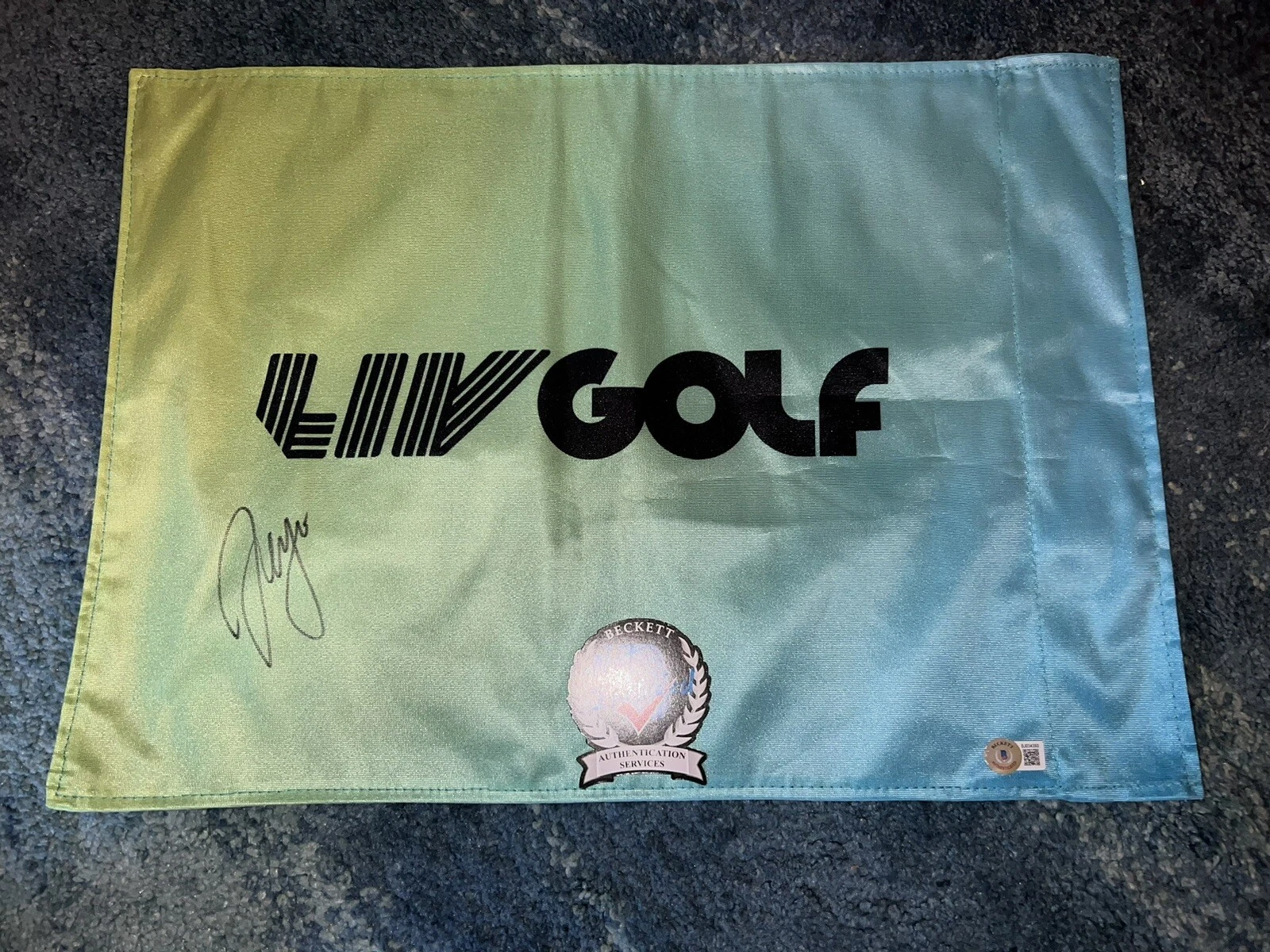 Sergio Garcia Signed Official LIV Golf Flag LIV Golf Star Fireballs GC Beckett
