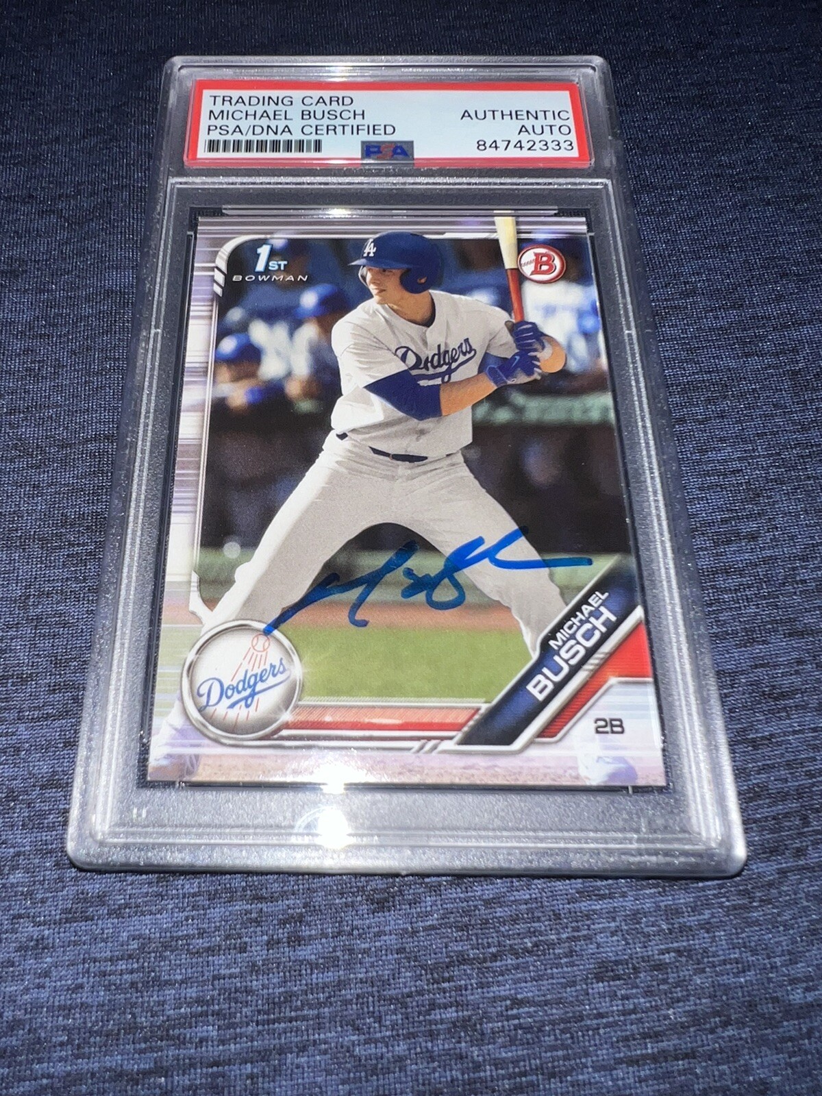 Michael Busch Signed 2019 1st Bowman Trading Card Topps Dodgers PSA/DNA #2