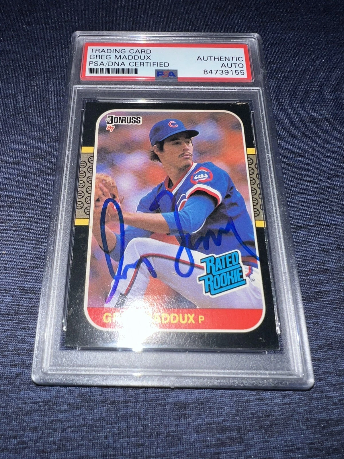 Greg Maddux Signed 1987 Donruss Rookie Card Chicago Cubs HOF PSA/DNA