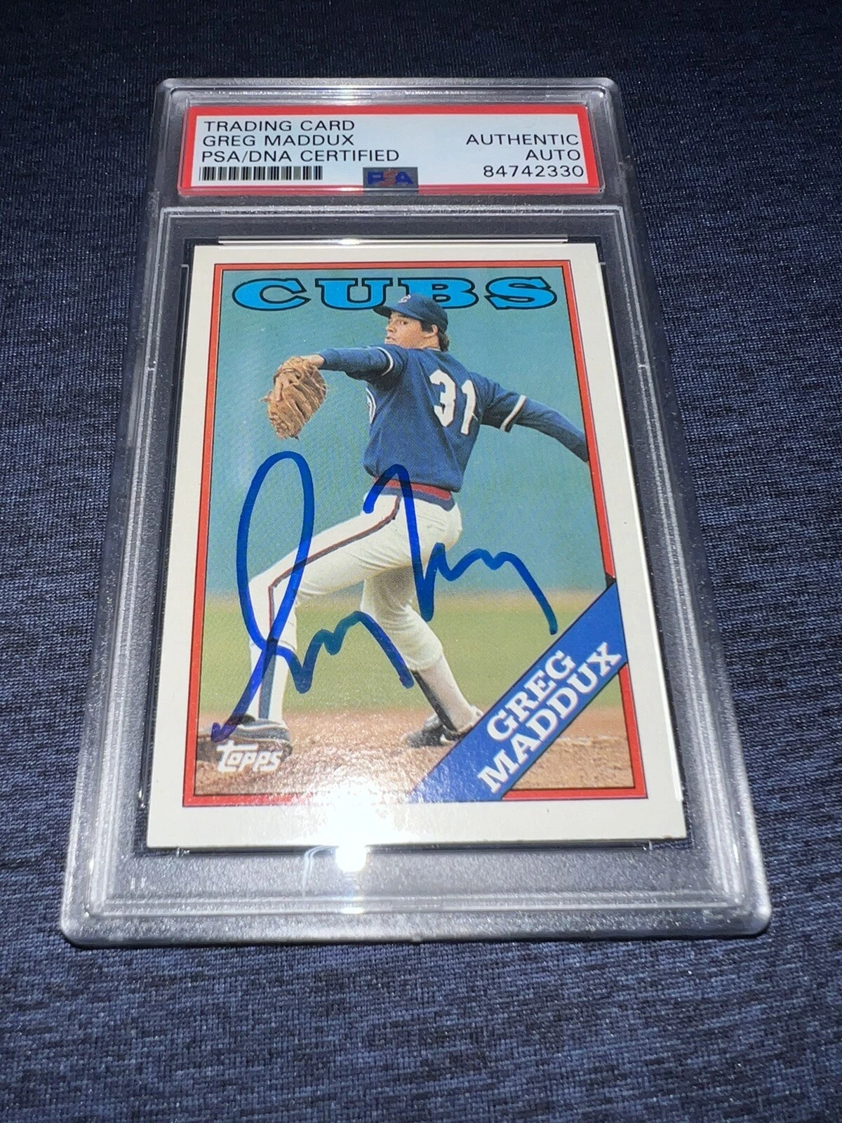 Greg Maddux Signed 1988 Topps Trading Card Chicago Cubs HOF PSA/DNA