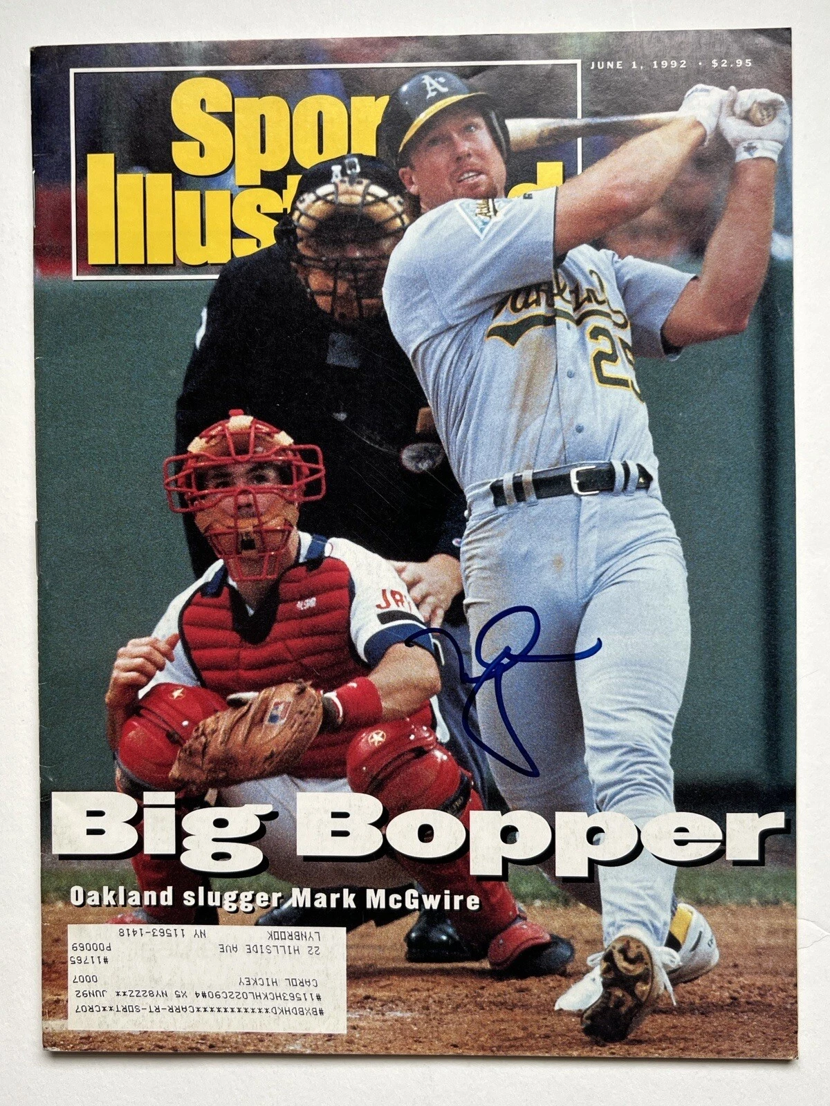 Mark McGwire SIGNED Autograph Oakland A’s Sports Illustrated SI 1992 - K9 COA