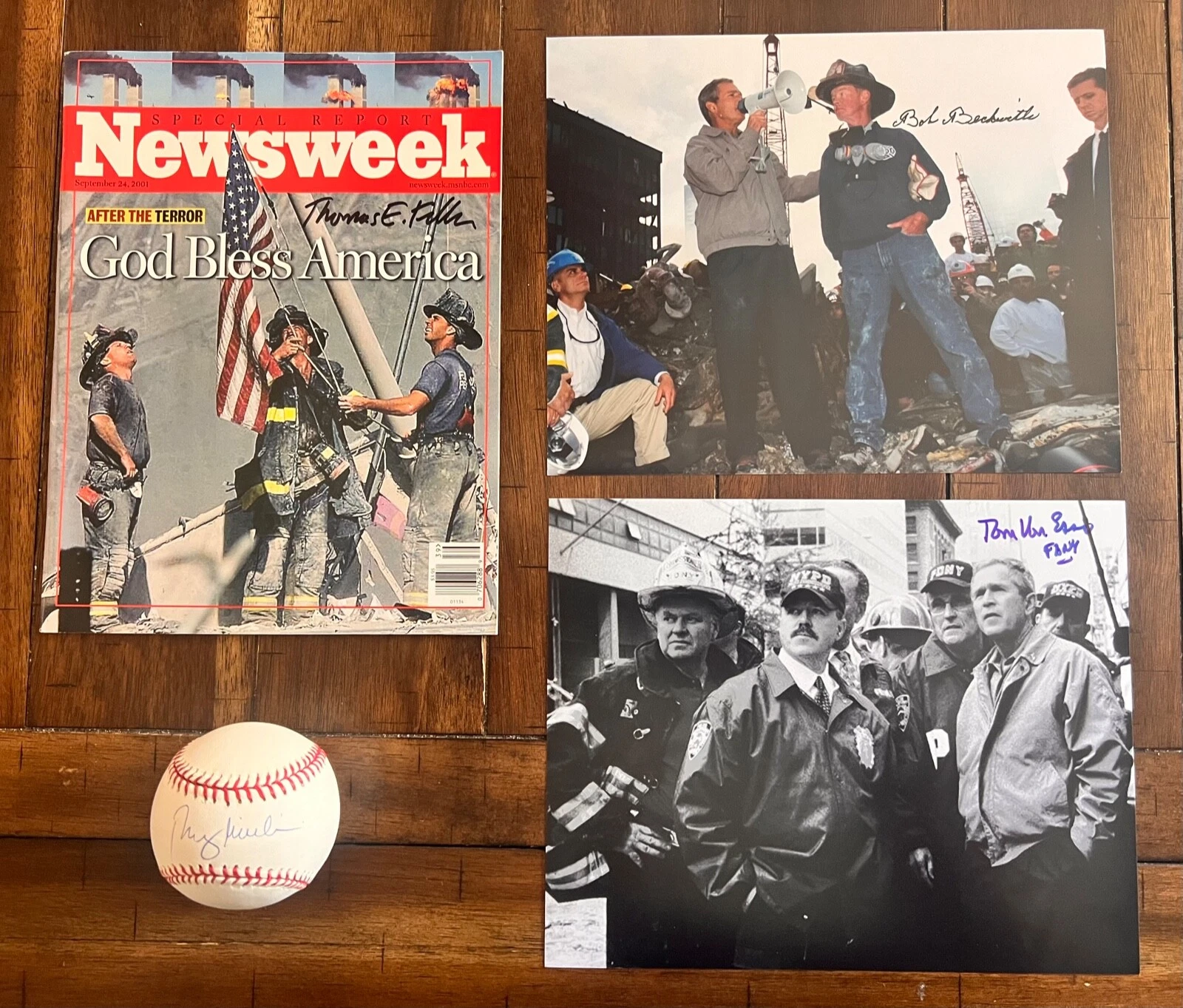Lot of 4 New York 9-11 SIGNED Items Giuliani Beckwith Von Essen + FDNY Newsweek