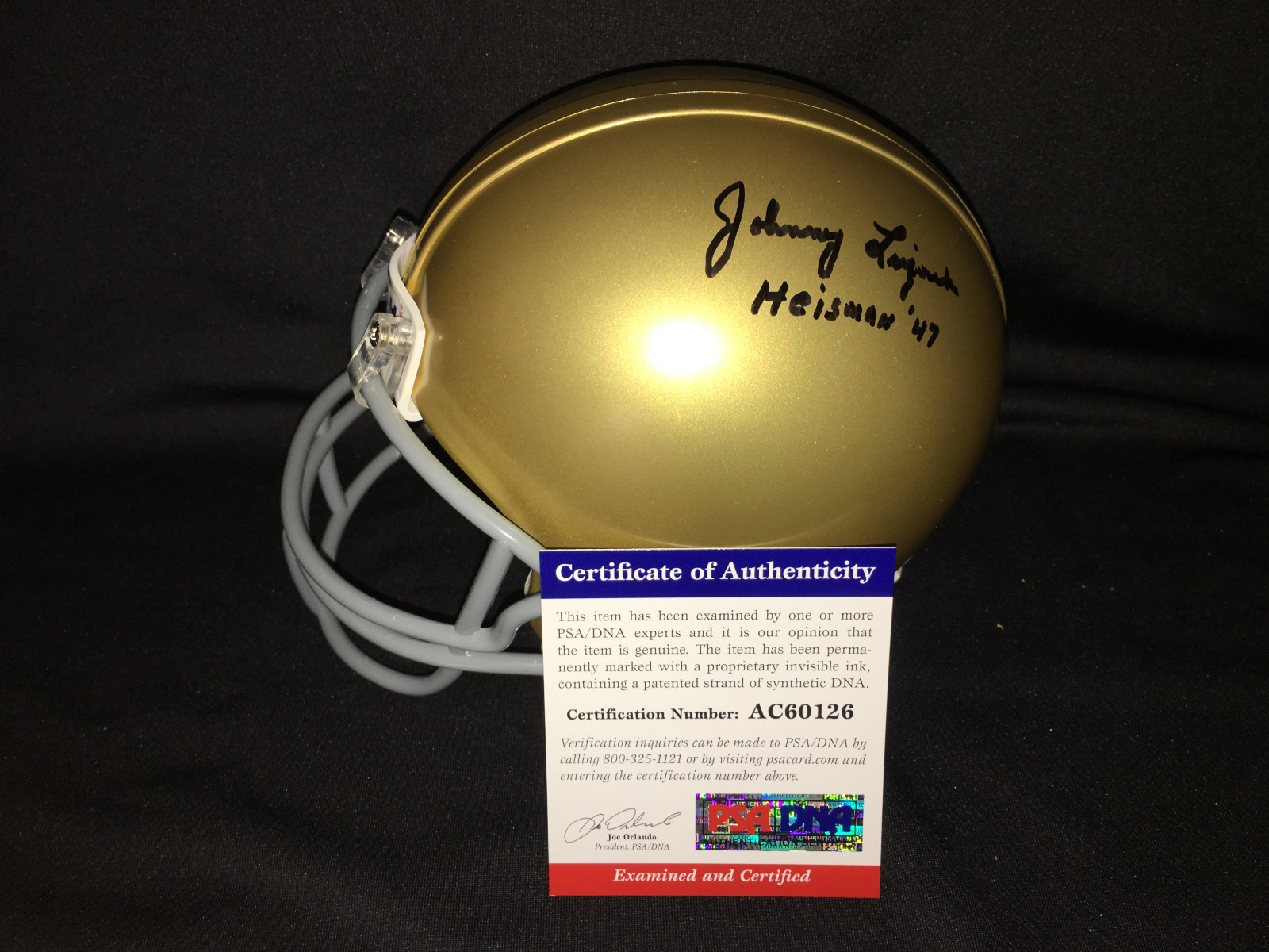 Johnny Lujack Signed Notre Dame Mini Helmet Fightin Irish 47 Heisman PSA/DNA #2