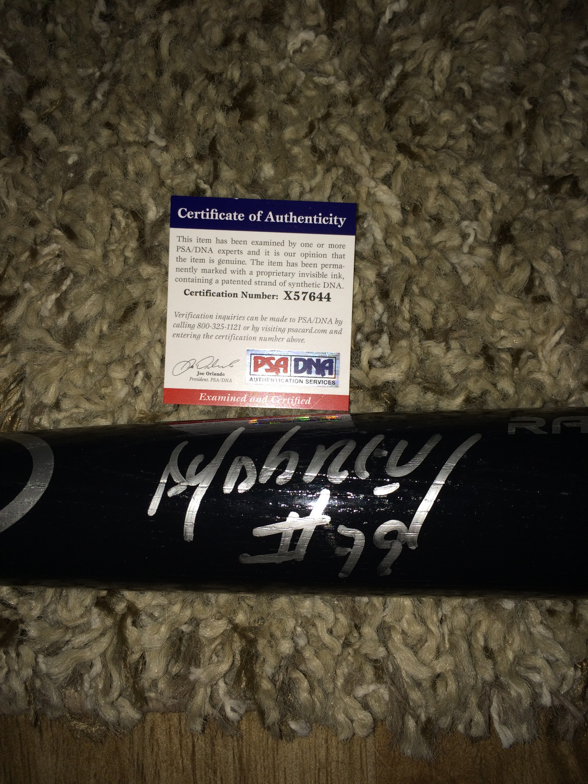 Jose Abreu Signed/Auto Rawlings Full Size Black Bat Chicago White Sox ROY PSA